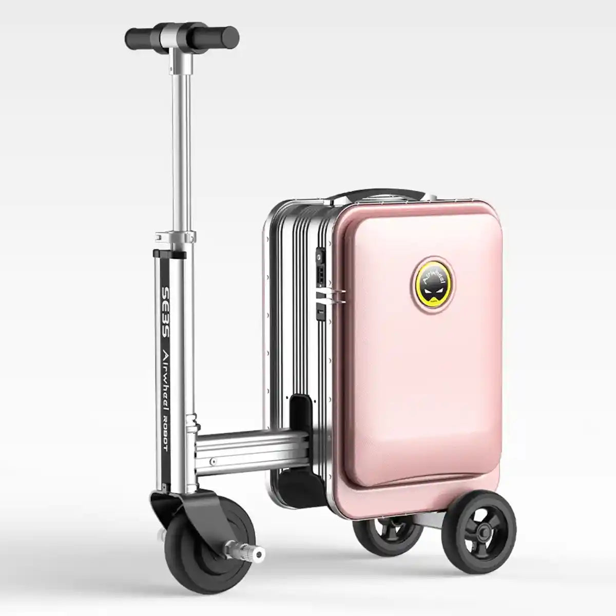 حقيبة سكوتر كهربائية Airwheel SE3S، وردية اللون، حقيبة سفر ذكية بمحرك سعة 20 لترًا مع بطارية قابلة للإزالة معتمدة من شركة الطيران، وخاصية بنك الطاقة وسرعة 13 كم/ساعة