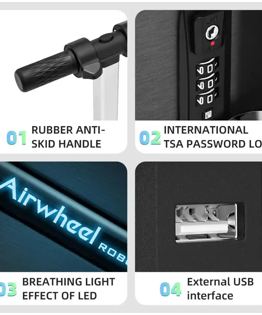 حقيبة سكوتر كهربائية Airwheel SE3MiniT، فضية اللون، خفيفة الوزن وذكية، سعة 26 لترًا، مع بطارية قابلة للإزالة معتمدة من شركة الطيران، وبنك طاقة، وسرعة 8 كم/ساعة