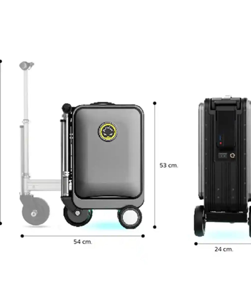 حقيبة سكوتر كهربائية Airwheel SE3SL، فضية اللون، خفيفة الوزن، 20 لترًا، مزودة بمحرك وبطارية قابلة للإزالة، ووظيفة بنك الطاقة، ومدى يصل إلى 10 كم