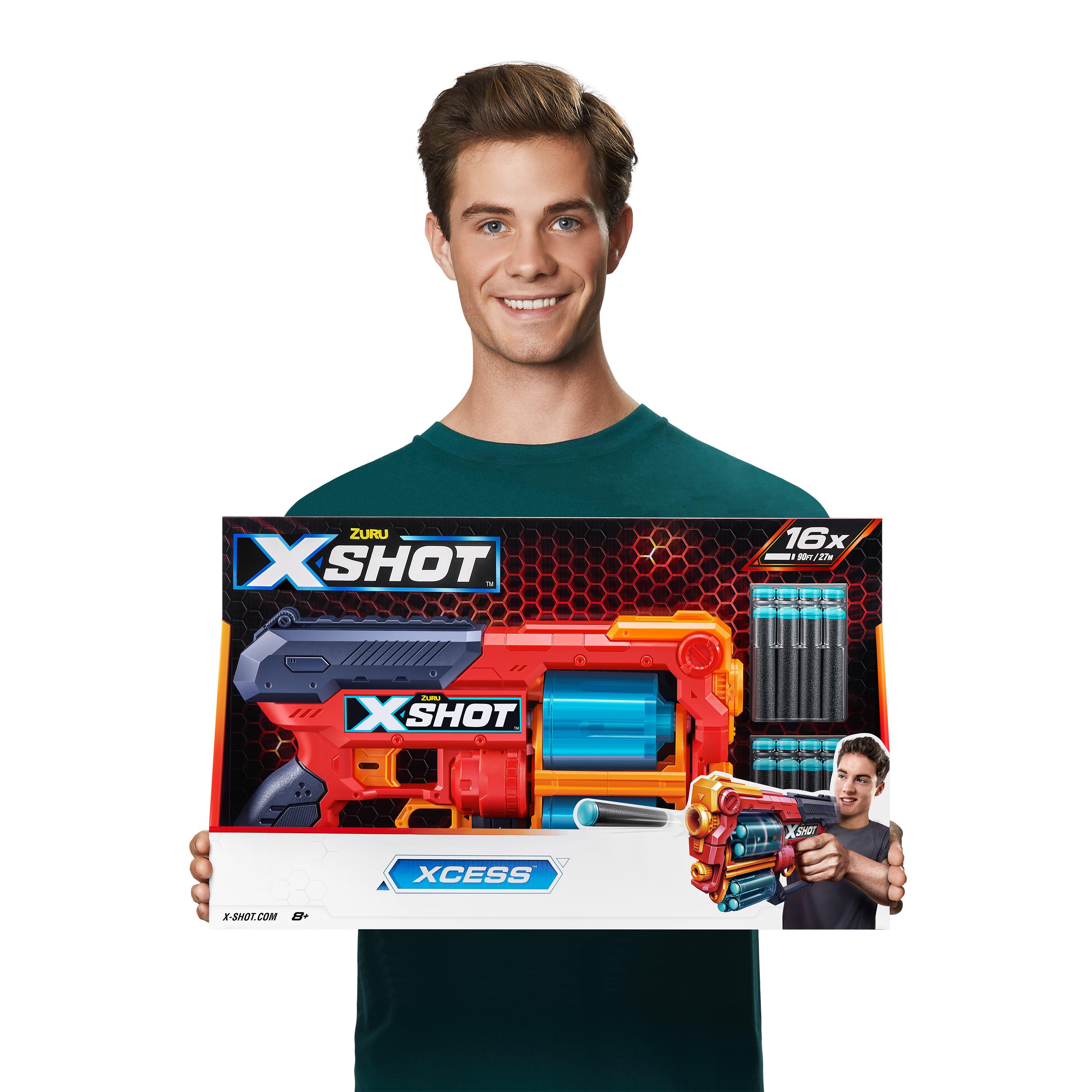 X Shot Excel Xcess TK 12 16 Darts Blaster, Twin Barrel Foam Gun Toy for Boys, Age 8+