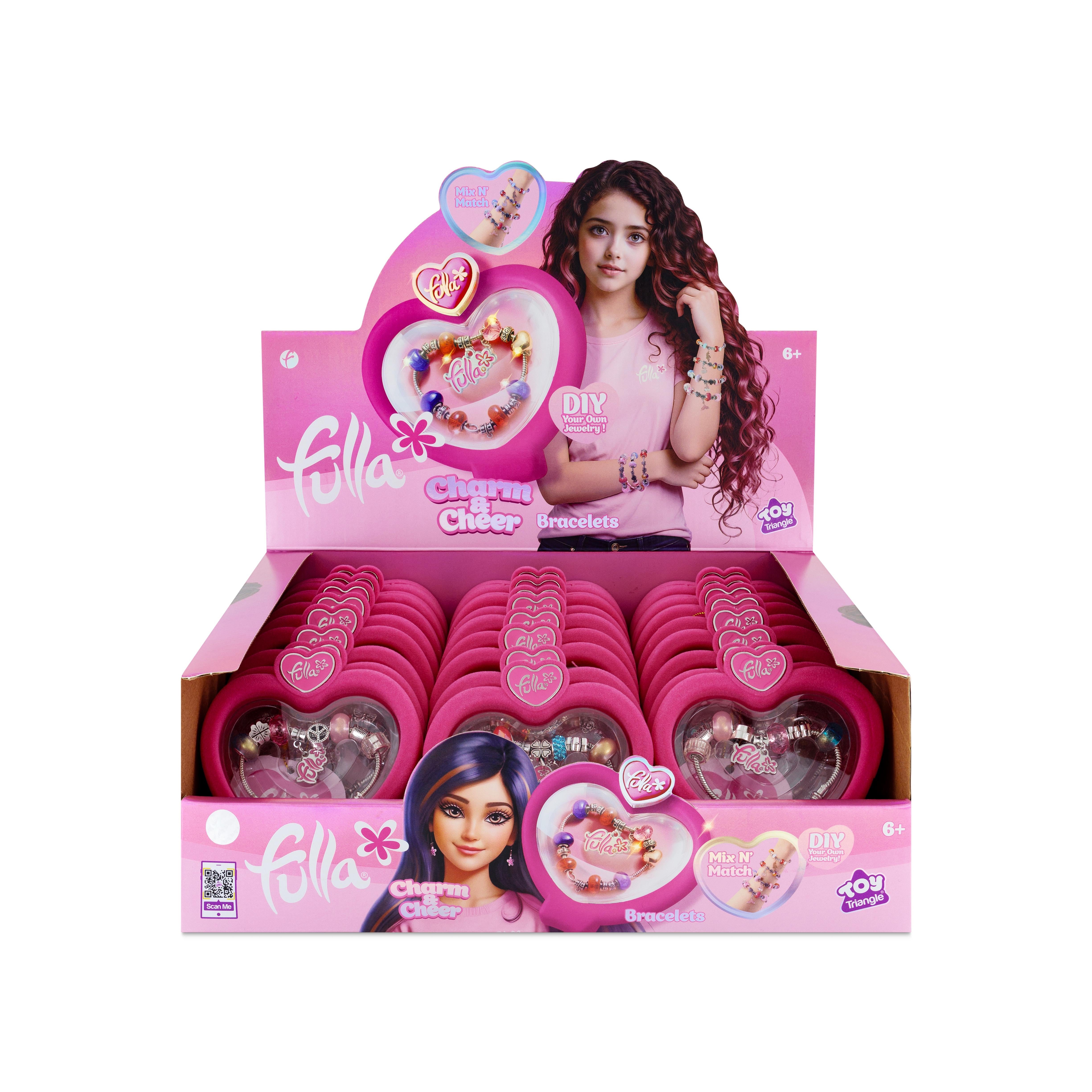 Fulla Bracelet Charm & Cheer Set for Girls Ages 3+, Pack of 8 Colorful Fashion Bracelets with Trendy Designs, Soft & Durable Accessories for Kids, Perfect Birthday Gift & Dress-Up Play