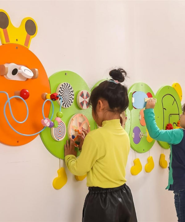 لعبة حائط فيجا كاتربيلر، لوحة أنشطة مونتيسوري متعددة الوظائف، لعبة تعليمية حسية خشبية، تُنمّي المهارات الحركية والإدراك، صديقة للبيئة وآمنة، للأولاد والبنات من عمر 18 شهرًا فما فوق