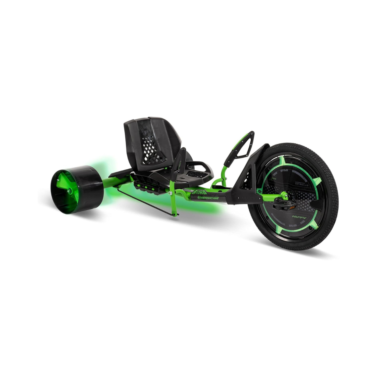Huffy Green Machine Drift Trike, 20 Inch Pedal Powered Ride On with LED Lights, Dual Steering Levers and Adjustable Seat, Outdoor Drift Trike for Kids 8Y+