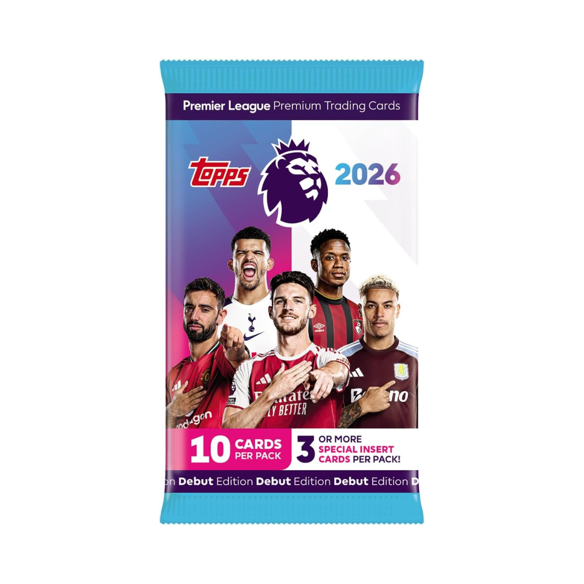 Topps Premier League 2025 2026 Trading Cards Pack, Premium Soccer Collectible Cards, 10 Card Packet With Special Inserts, Chrome Parallels Autograph and Rookie Hits, For Kids and Collectors Ages 6 and Up