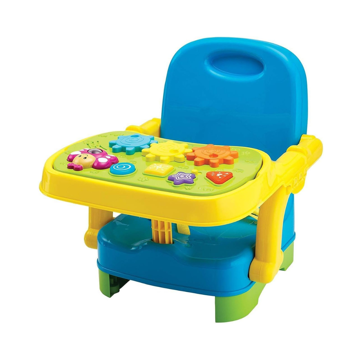 Winfun Musical Baby Booster Seat with Activity Tray, Light-Up Buttons, Gears & Melodies | Portable High Chair for Toddlers 6–36 Months