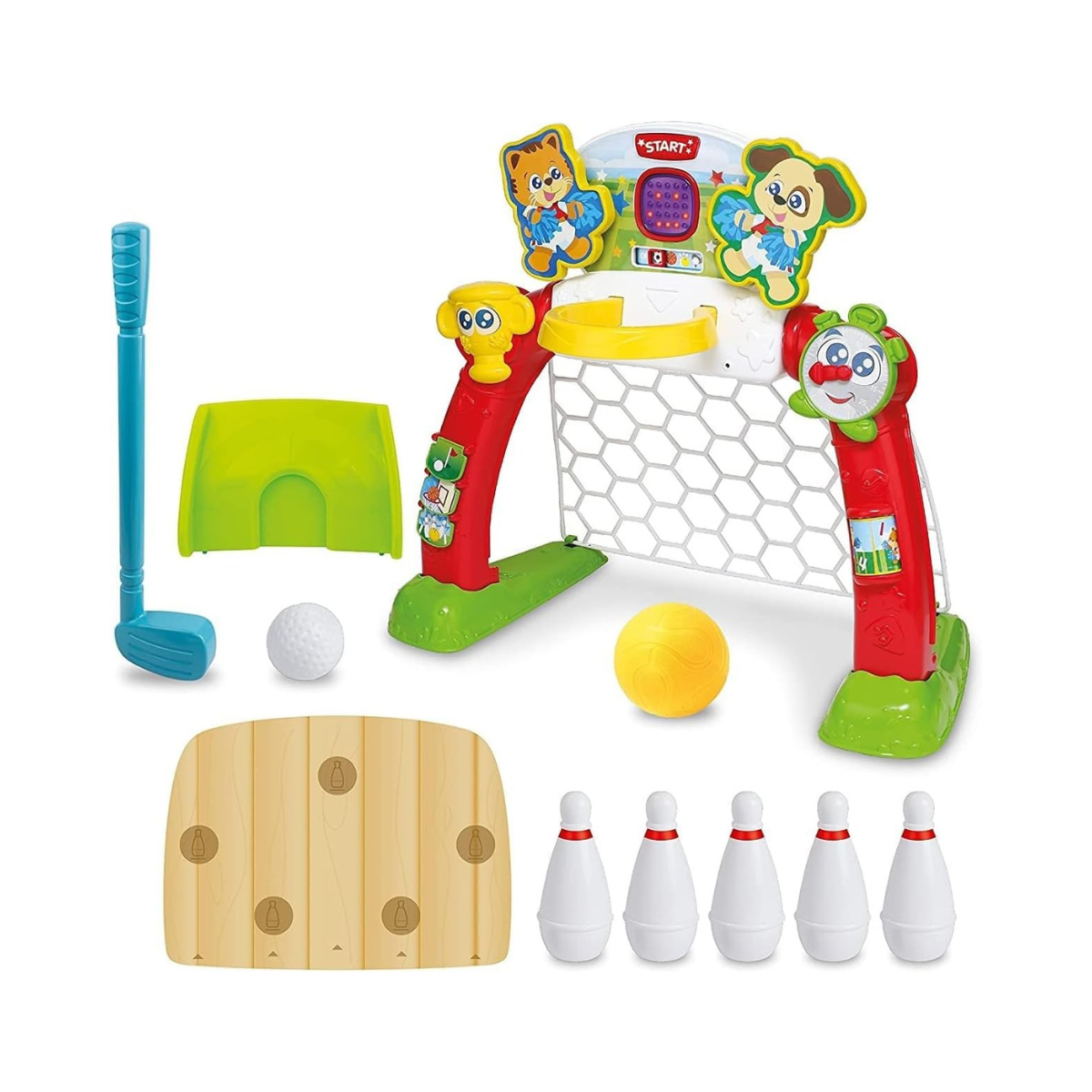 Winfun 4-in-1 Sports Center Toddler Activity Playset, Soccer, Basketball, Bowling & Golf with LED Scoreboard, Lights & Sound, For Toddlers 18+ Months