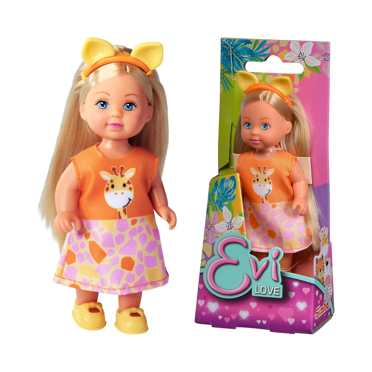 Simba Evi Love Cutie Mini Doll, Cute Animal Outfit with Headband, 12 cm Doll, 3 Assorted Colors, Random Selection, Collectible Toy, Kids Gift, Ages 3+