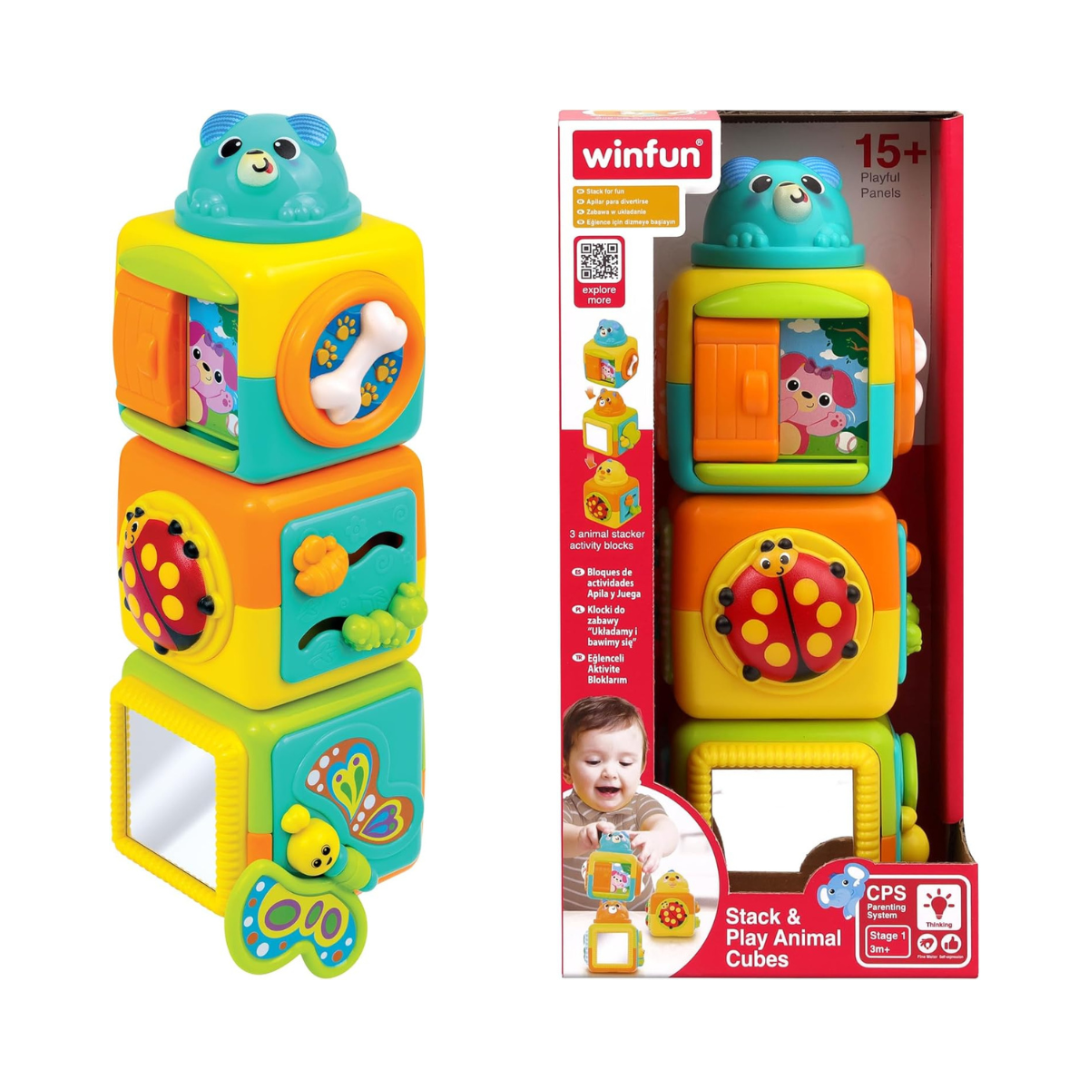 Winfun Stack and Play Animal Cubes Toddler Educational Toy 3+ Years