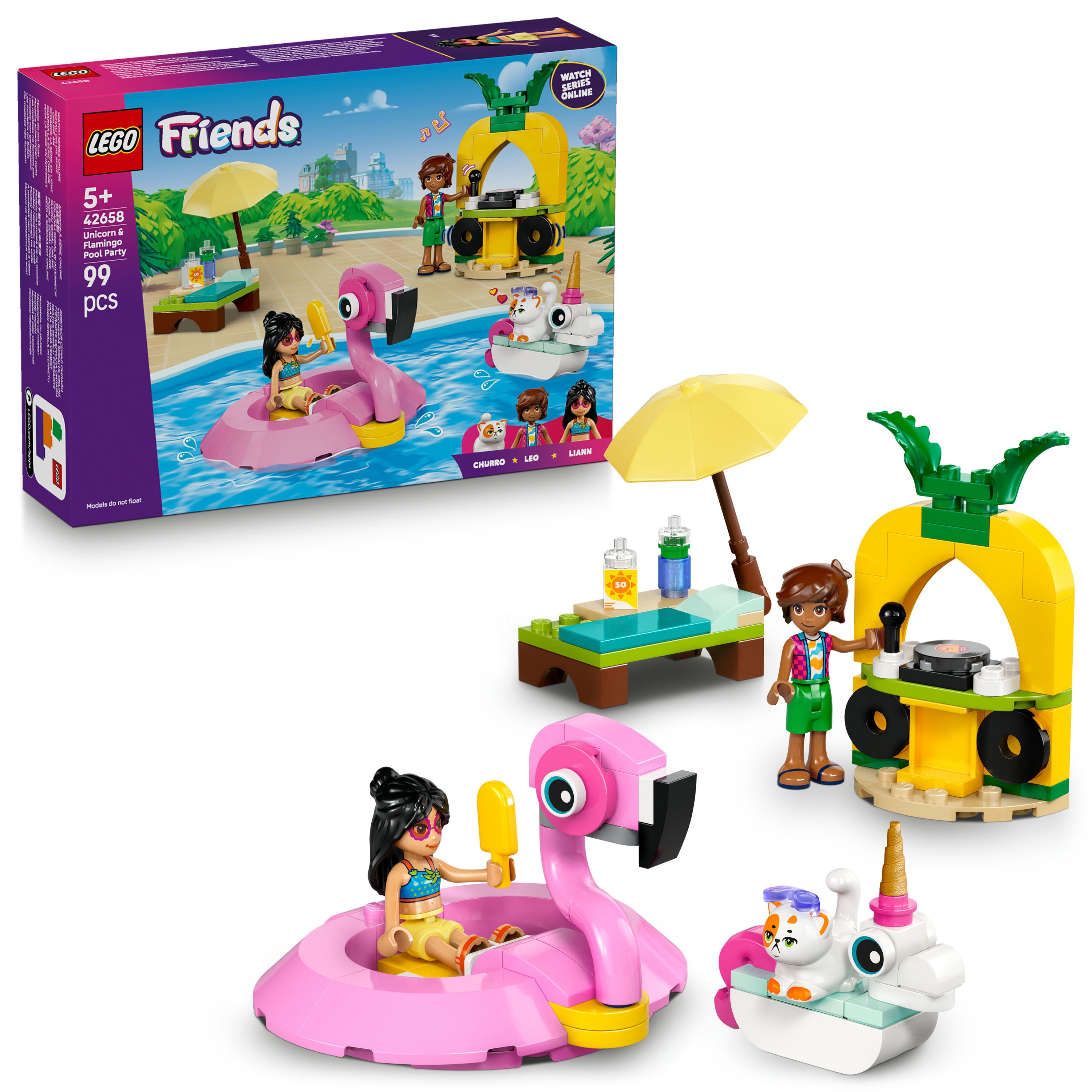 LEGO Friends 42658 Unicorn and Flamingo Pool Party V29 for Girls 5+ Colorful Summer Water Adventure Building Toy