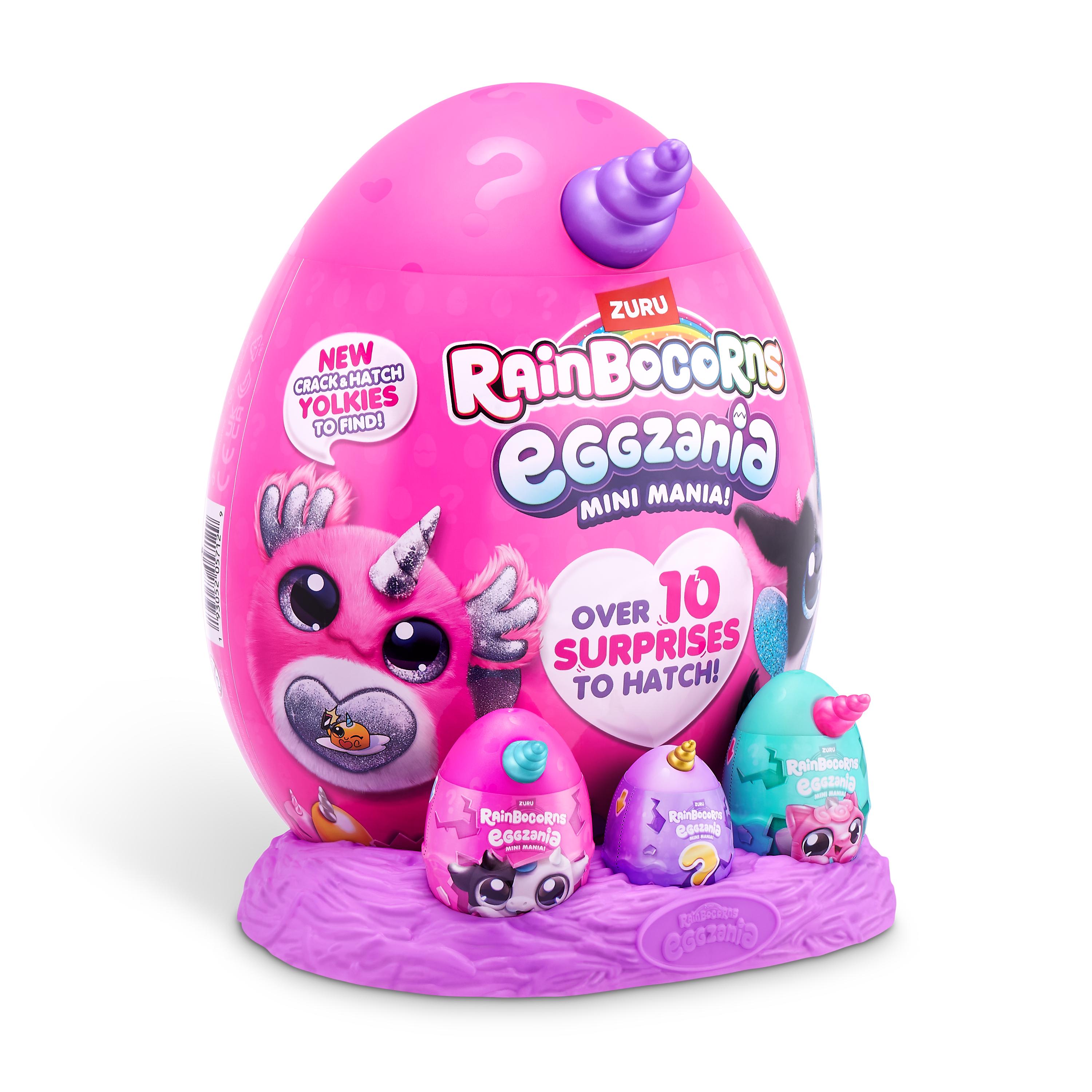 Rainbocorns Eggzania Mini Mania Series 1 Surprise Plush Toy for Girls Ages 3+, Collectible Stuffed Animal with 10+ Surprises, Slime, Stickers & Wearable Jewelry