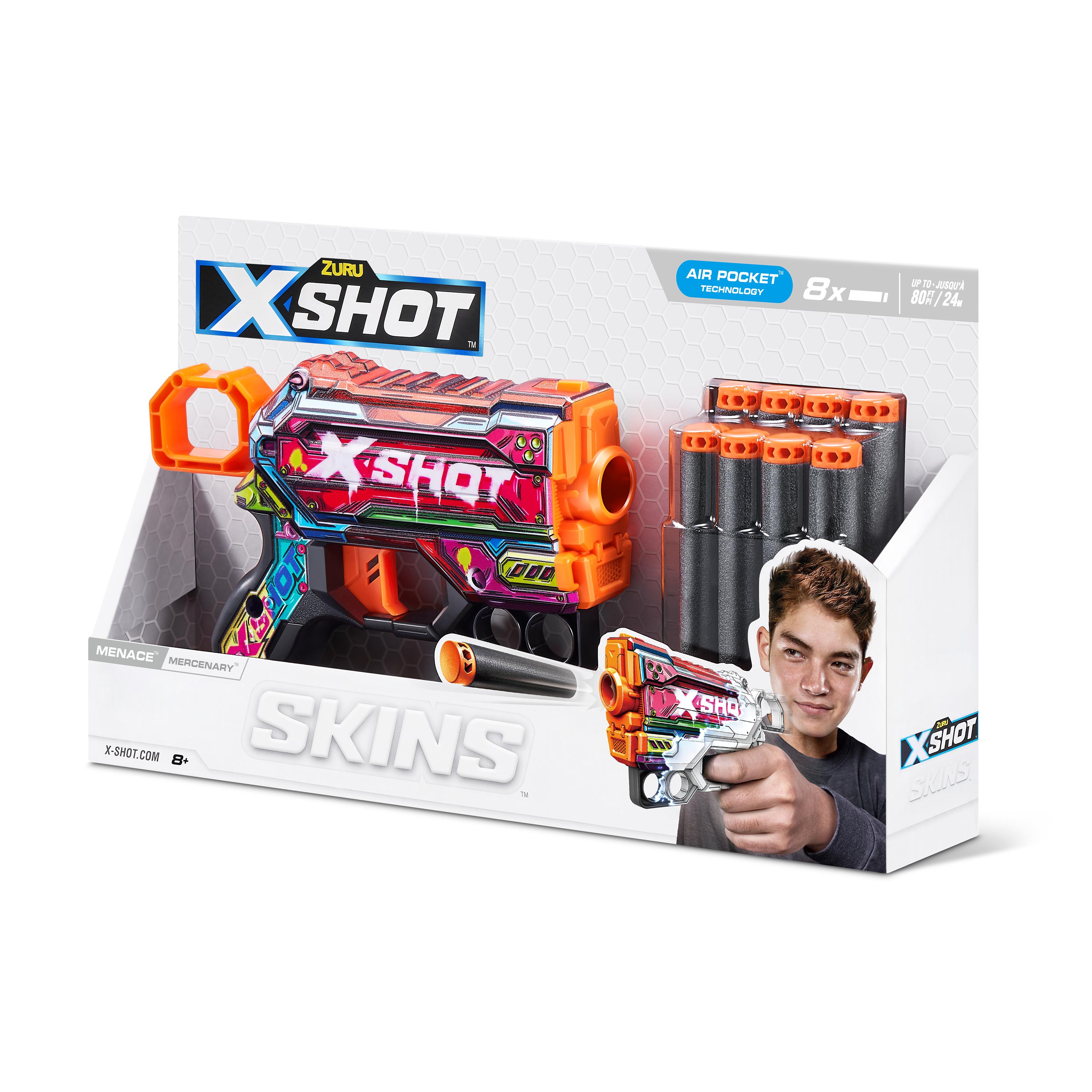 X Shot Skins Menace Blaster, Compact Foam Dart Gun for Boys, Age 8+