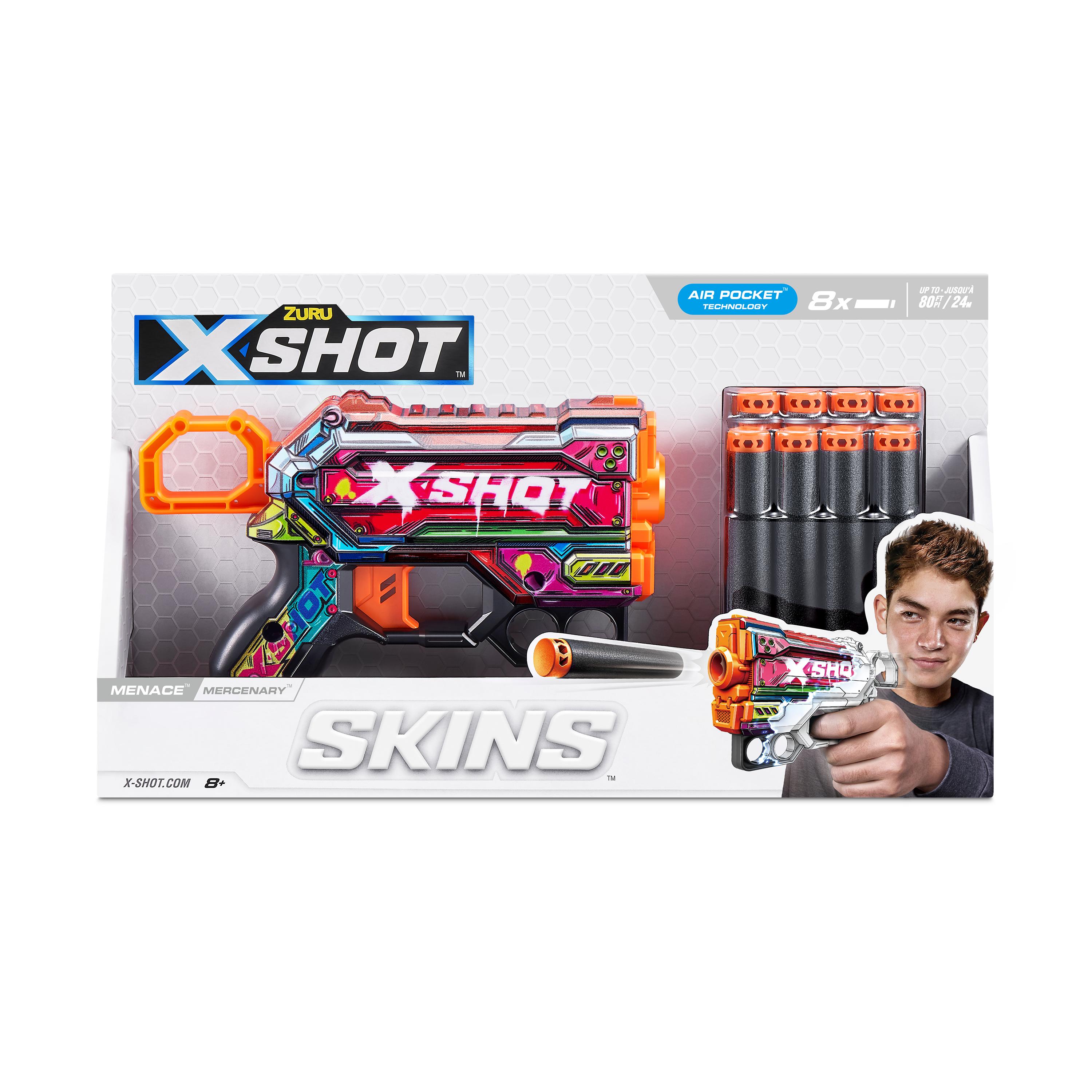 X Shot Skins Menace Blaster, Compact Foam Dart Gun for Boys, Age 8+