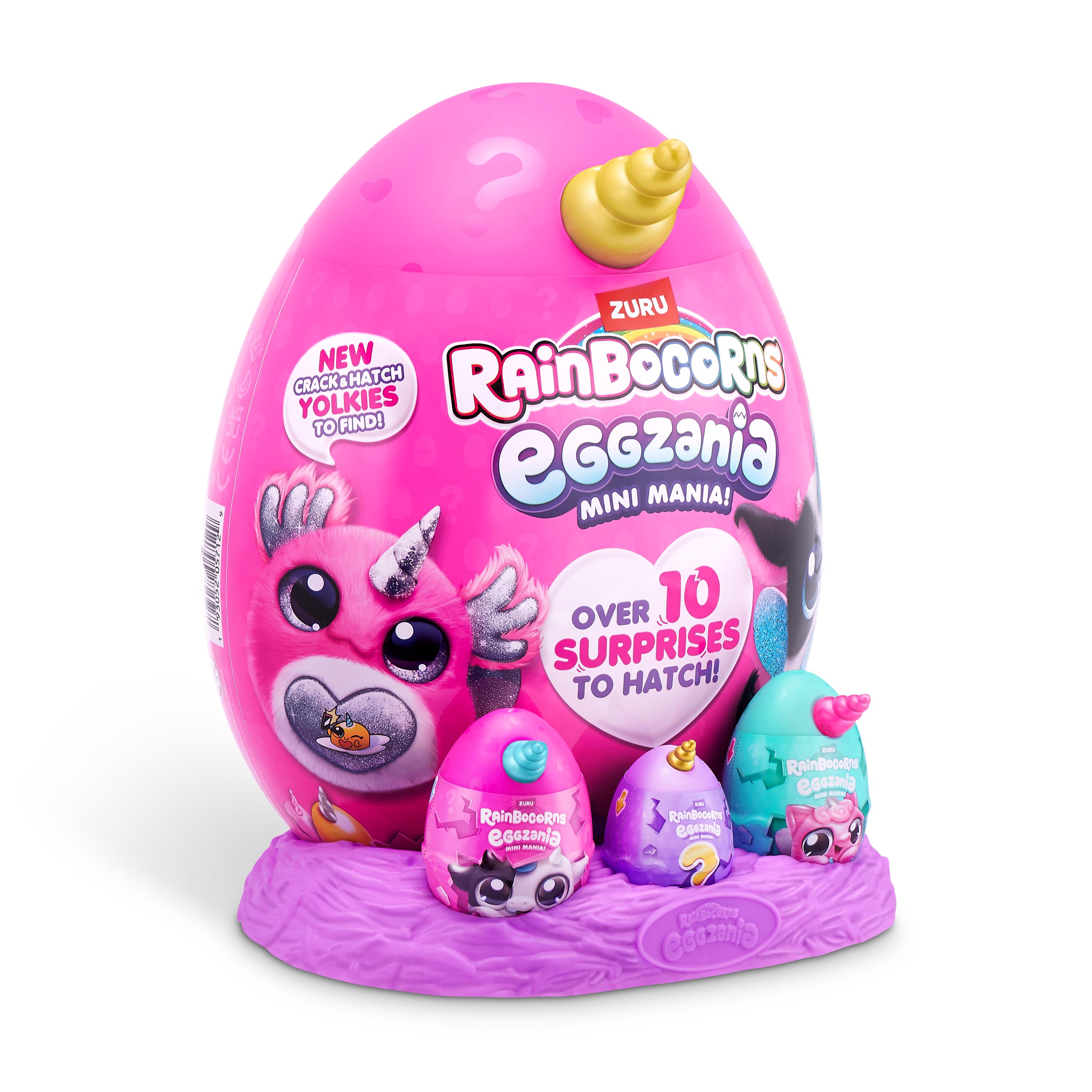 Rainbocorns Eggzania Mini Mania Series 1 Surprise Plush Toy for Girls Ages 3+, Collectible Stuffed Animal with 10+ Surprises, Slime, Stickers & Wearable Jewelry