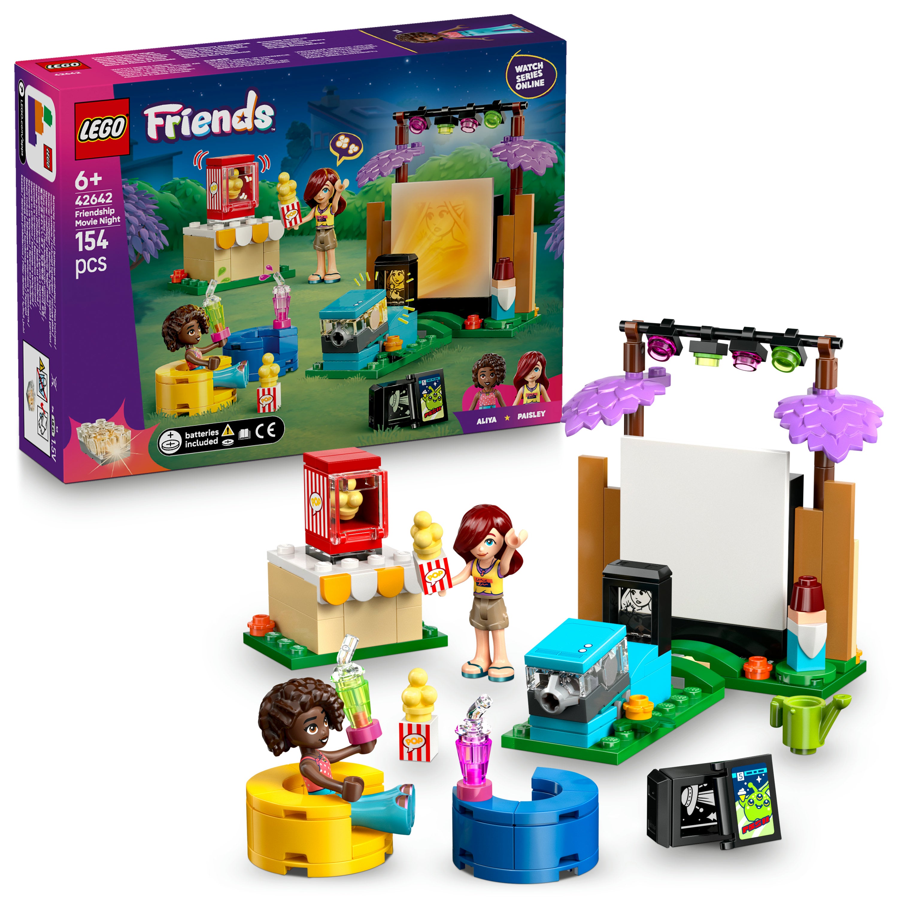 LEGO Friends 42642 Friendship Movie Night V29 for Girls 6+ Fun Mini Movie Theater Building Toy with Characters