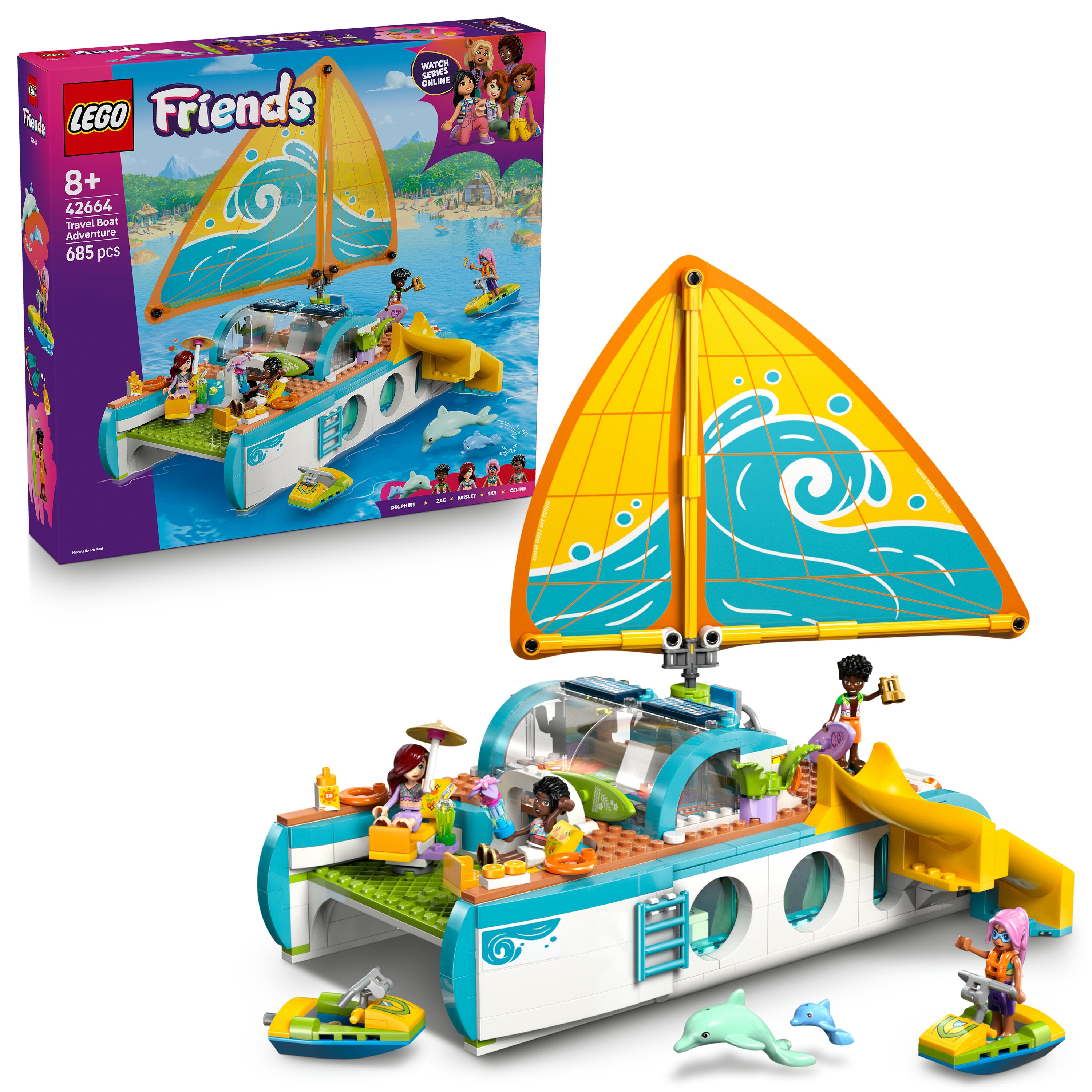 LEGO 42664 Travel Boat Adventure V29 Building Set for Girls 8+ Creative Friends Ocean Storytelling Toy