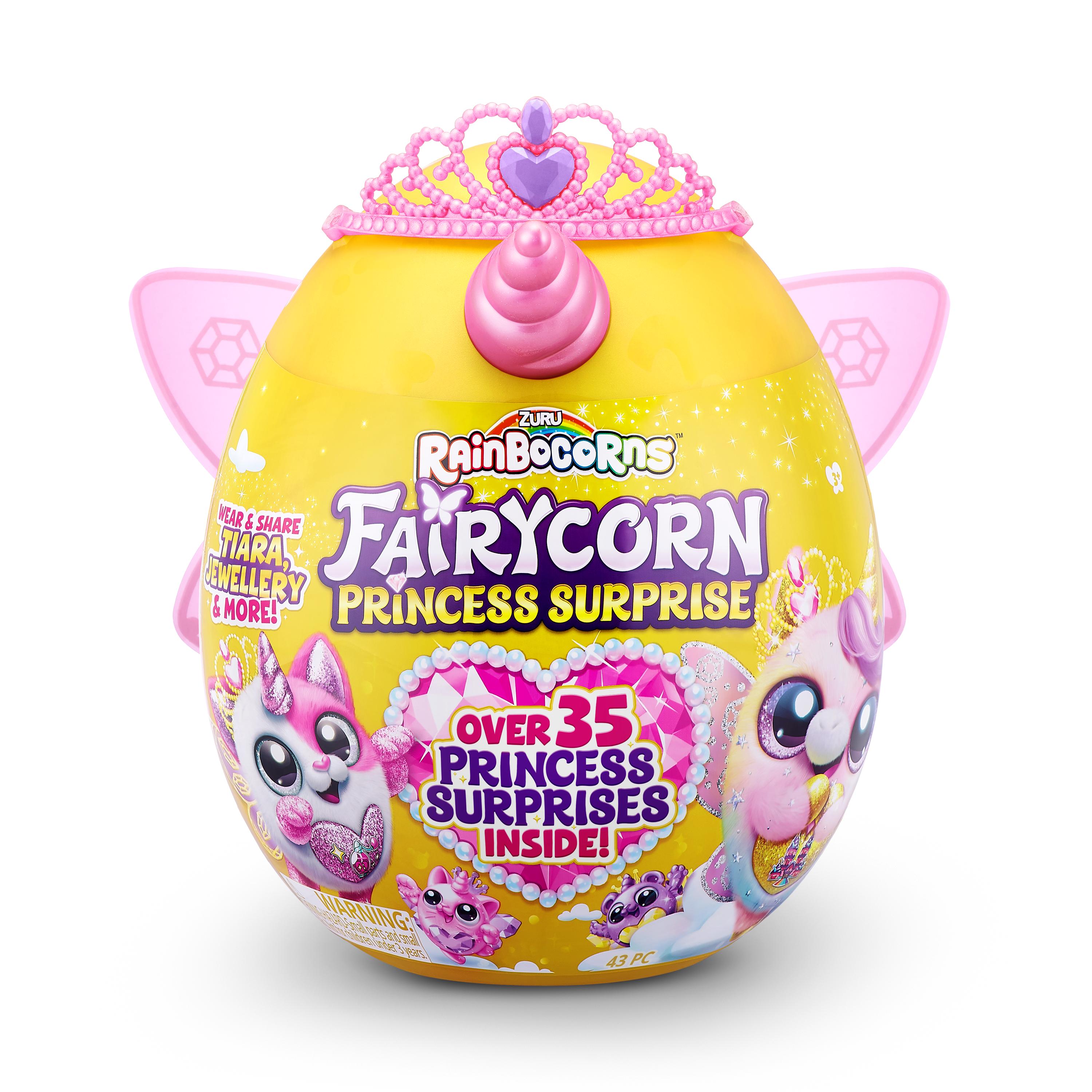 Rainbocorns Fairycorn Princess Surprise (Puppy) 11" Collectible Plush Toy with 35+ Surprises, Fairy Wings, Tiara, Wand, Boo-Boocorn, and Surprise Egg, Soft Toy for Girls Ages 3+