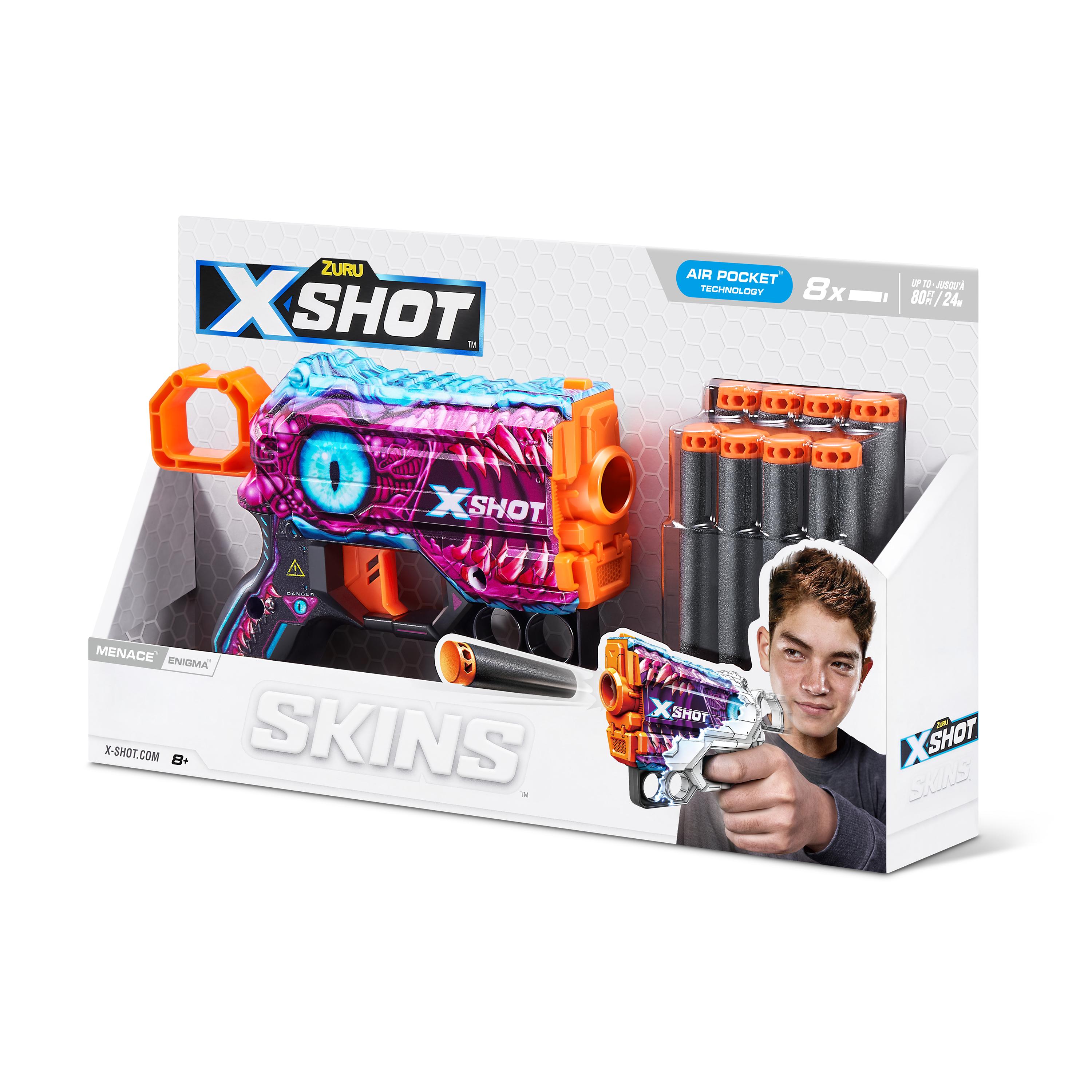 X Shot Skins Menace Blaster, Compact Foam Dart Gun for Boys, Age 8+