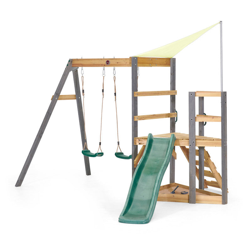 Plum Barbary Wooden Playcentre with Swing and Slide Outdoor Playground Backyward Toy with 50kg Weight Capacity per Seat, Suitable for Children both Boys and Girls Aged 3 years and Above