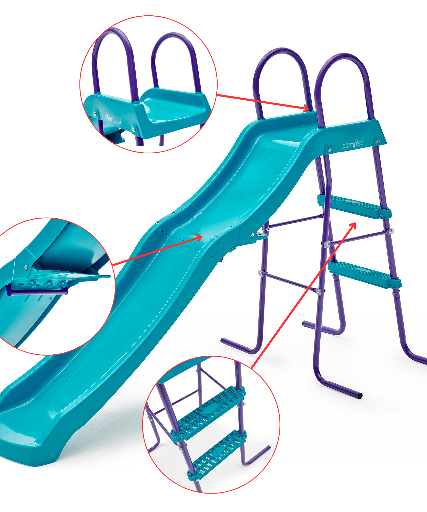 منزلق مستقل بلام هاوميا بطول 6 أقدام مع سلم، سهل التجميع بإطار معدني قوي مع أقصى وزن 50 كجم، منزلق حديقة خارجي مناسب للأولاد والبنات من سن 3 سنوات فما فوق، أزرق