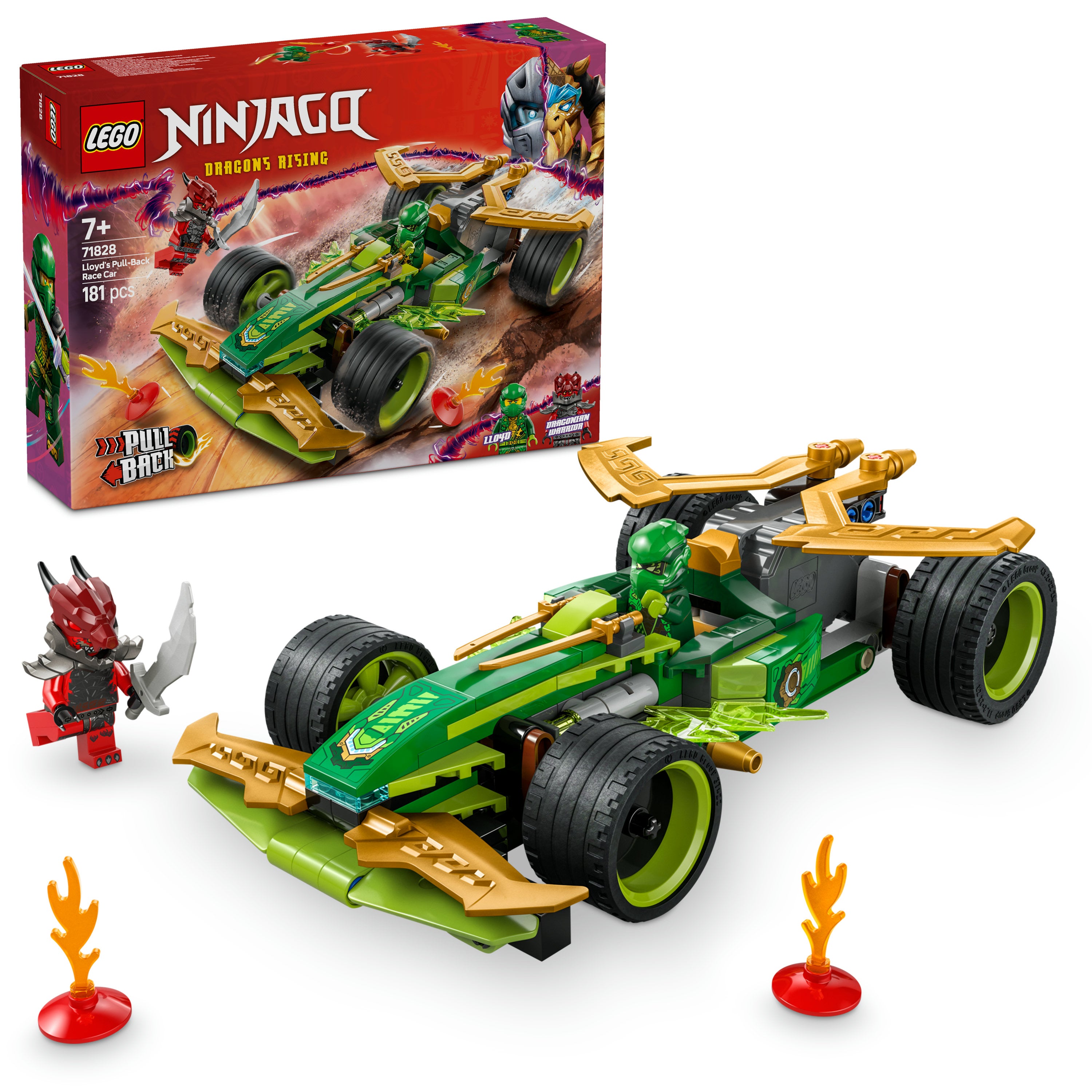 LEGO Ninjago 71828 Lloyd Pull Back Race Car for Boys 7+ High Speed Ninja Racing Vehicle Fun Action Building Toy