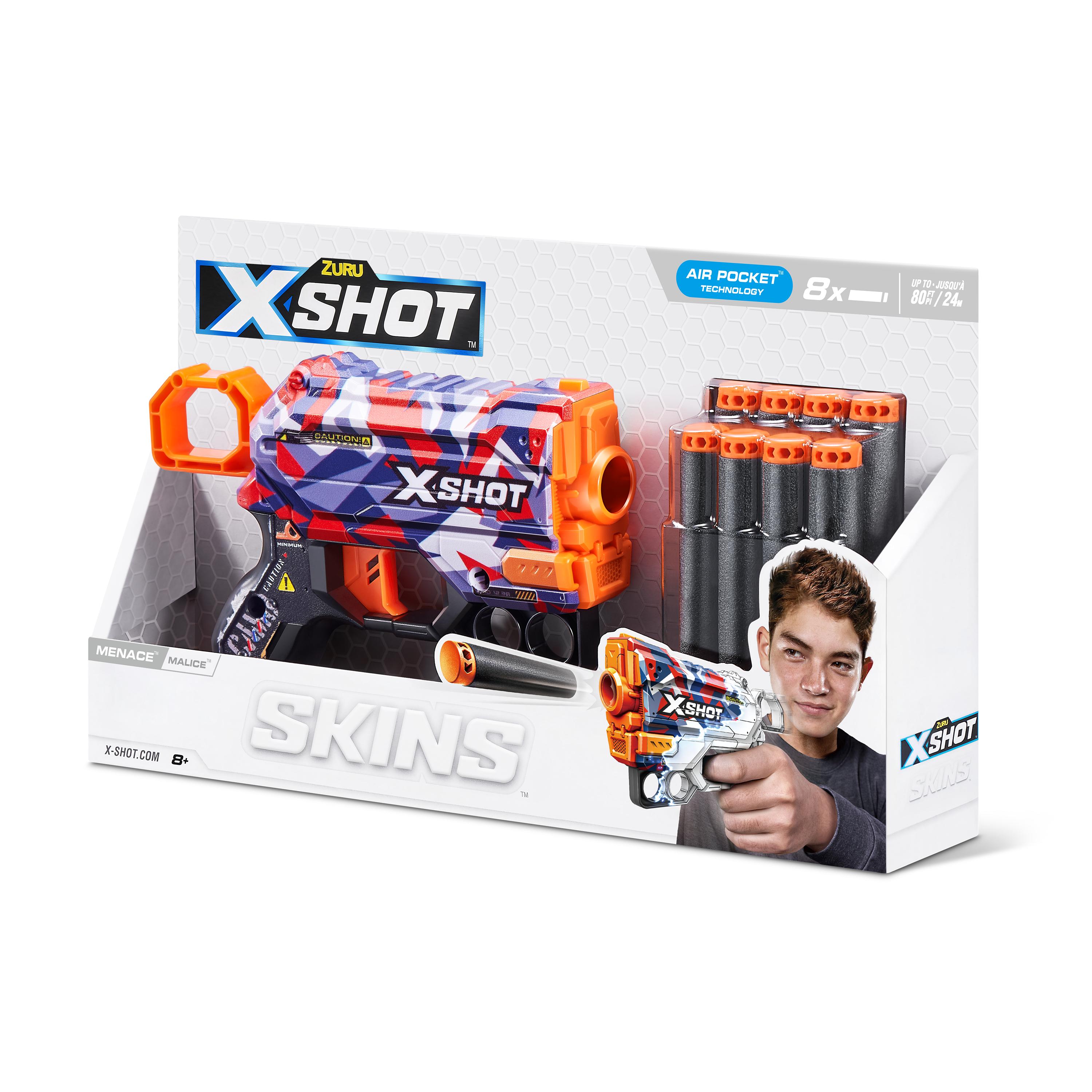 X Shot Skins Menace Blaster, Compact Foam Dart Gun for Boys, Age 8+