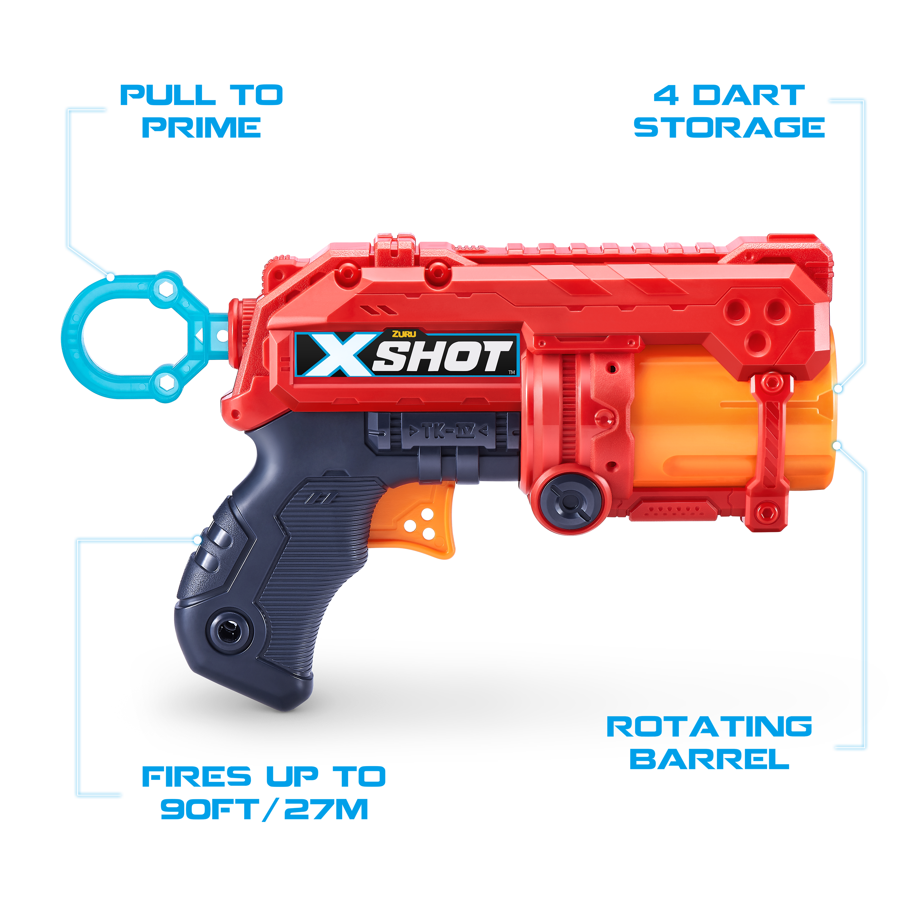 X-Shot Excel Fury 4 Blaster (16 Darts) by ZURU, Foam Dart Gun for Boys & Girls, Ages 8+