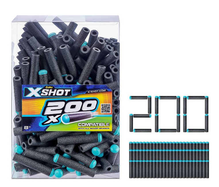 XSHOT Refill Darts 200pcs for Boys & Girls Ages 8+, Foam and Plastic Rapid Target Shooting, Universal Blaster Compatible, Durable and Aerodynamic (Model XS 36507)