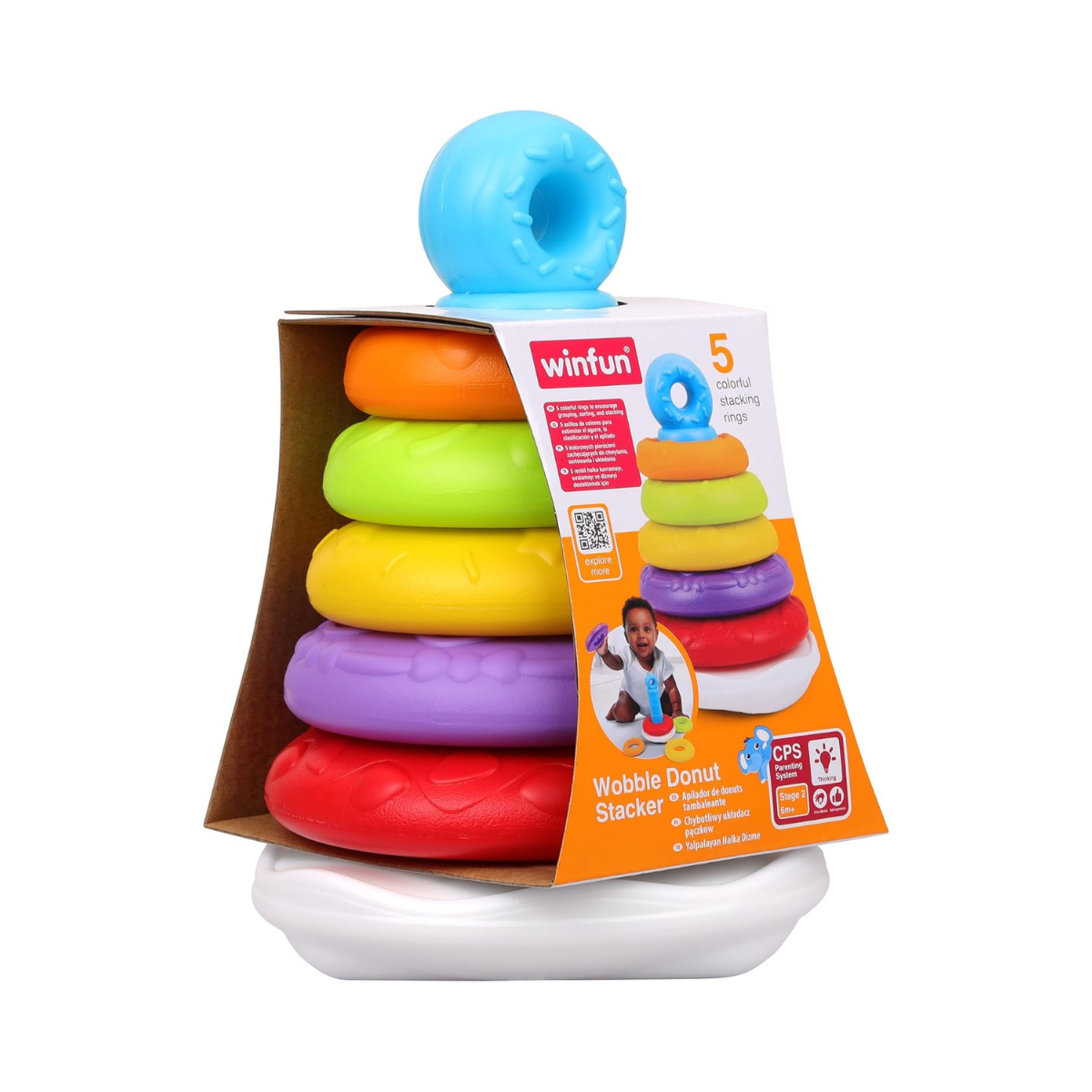 Winfun Wobble Donut Stacker Toddler Toy for Balance Coordination and Motor Skill Development 3+ Years