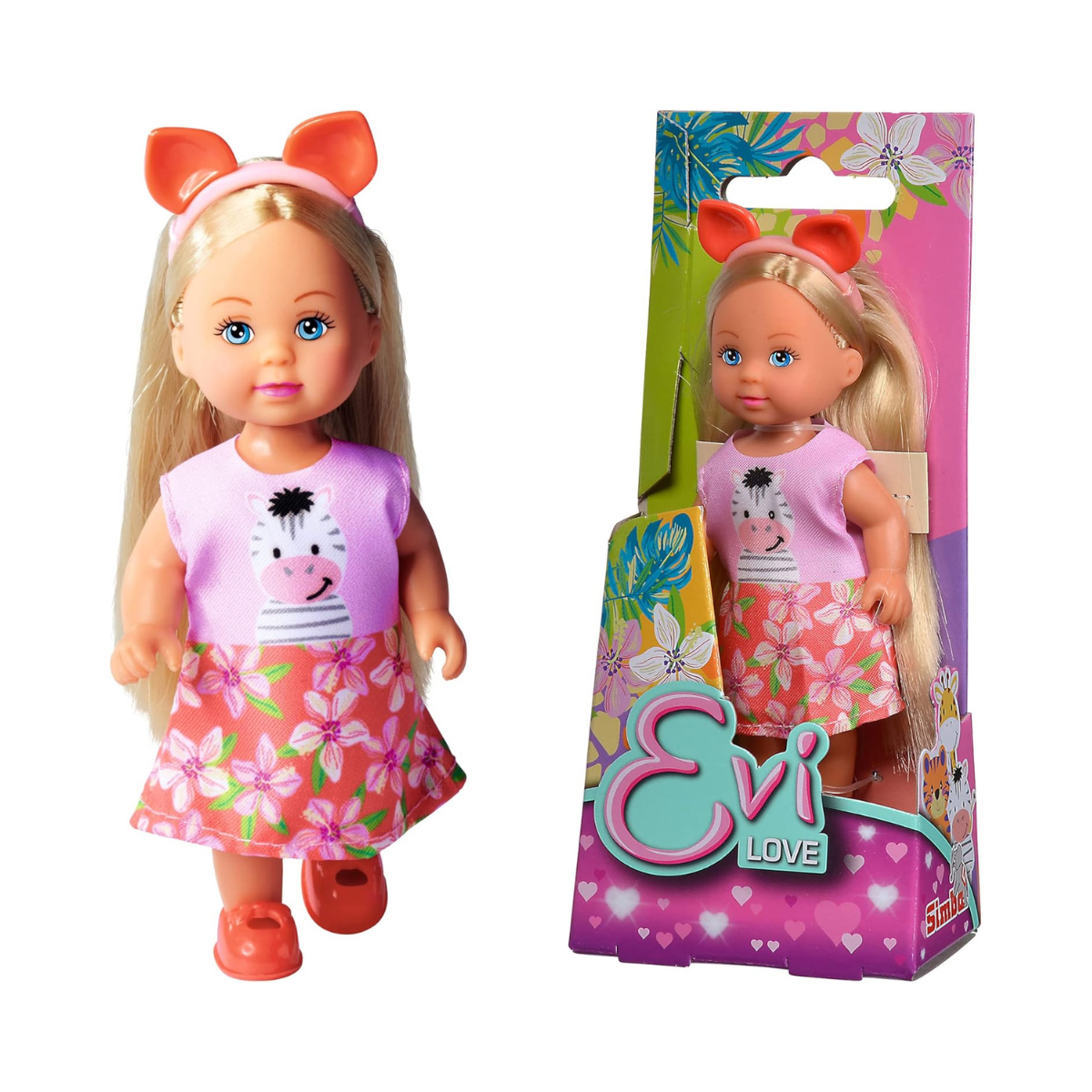 Simba Evi Love Cutie Mini Doll, Cute Animal Outfit with Headband, 12 cm Doll, 3 Assorted Colors, Random Selection, Collectible Toy, Kids Gift, Ages 3+