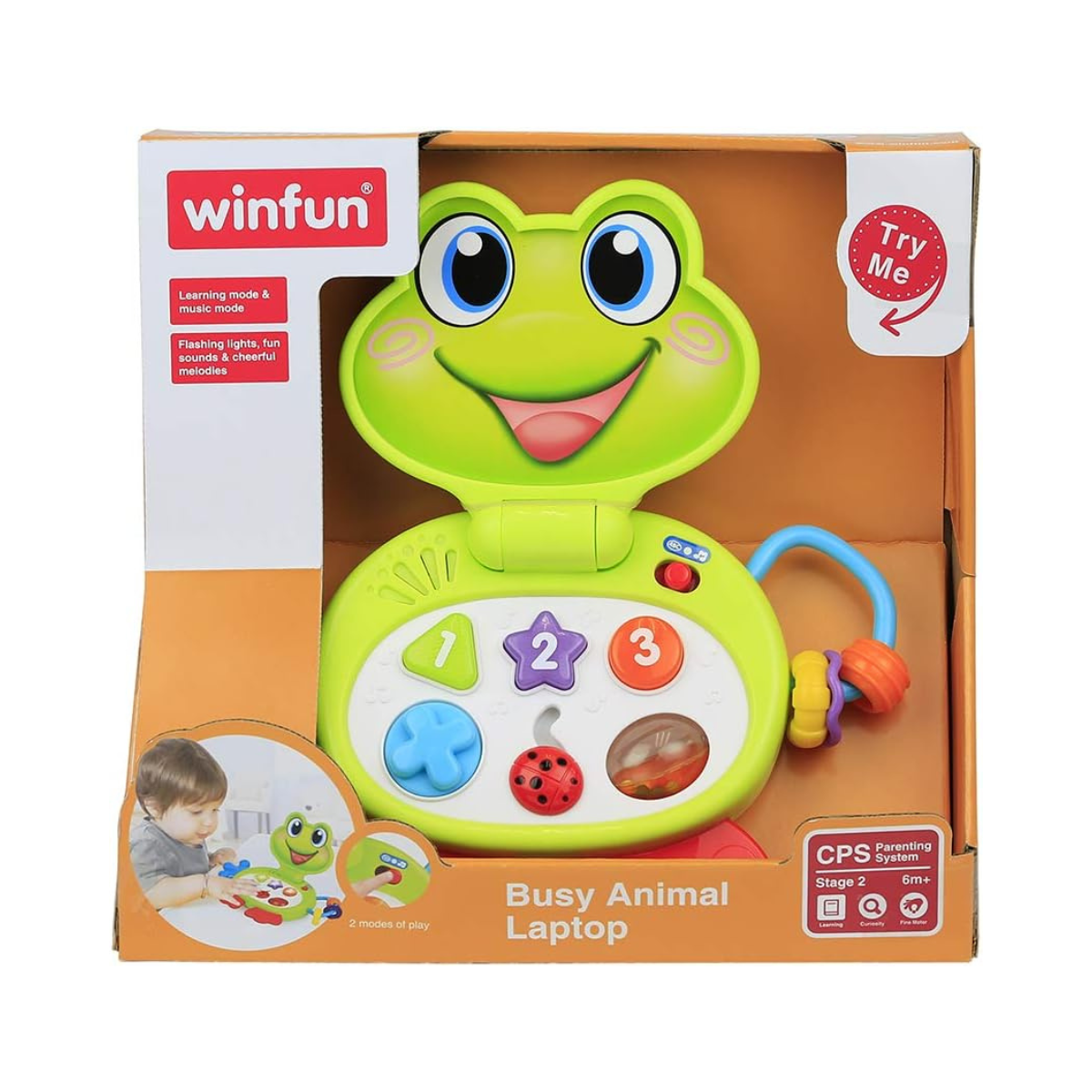 Winfun Froggy Busy Animal Laptop Toy Interactive Learning Laptop for Toddlers 6M+