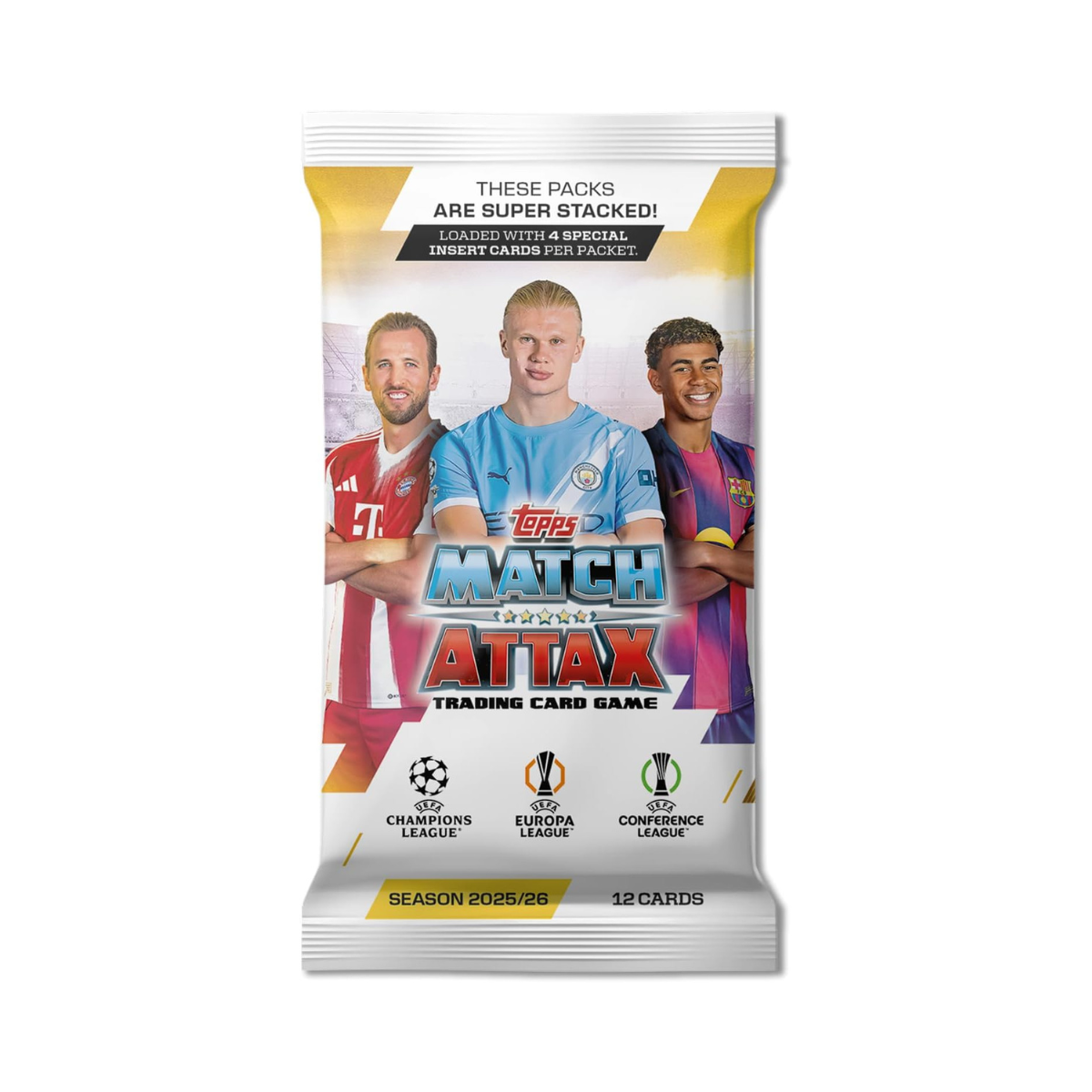 Topps Match Attax UCC 2025/2026 Collectible Football Trading Cards, Single Pack (12 Cards) or Full Box (32 Packs, 384 Cards), Official UEFA Licensed Product