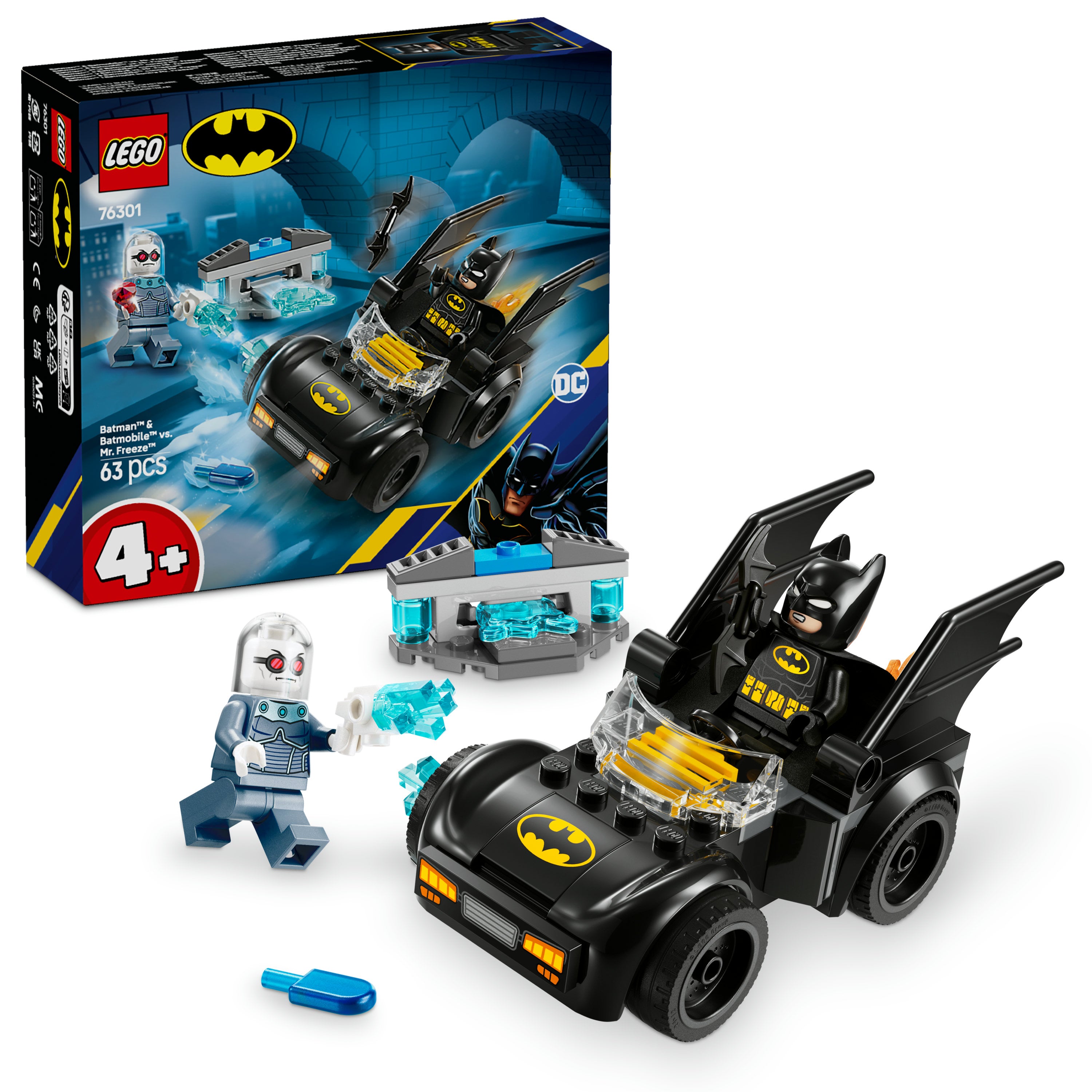 LEGO Batman 76301 Batman & Batmobile vs Mr Freeze Vehicle Playset for Kids 4+ Unisex, Preschool Superhero Toy
