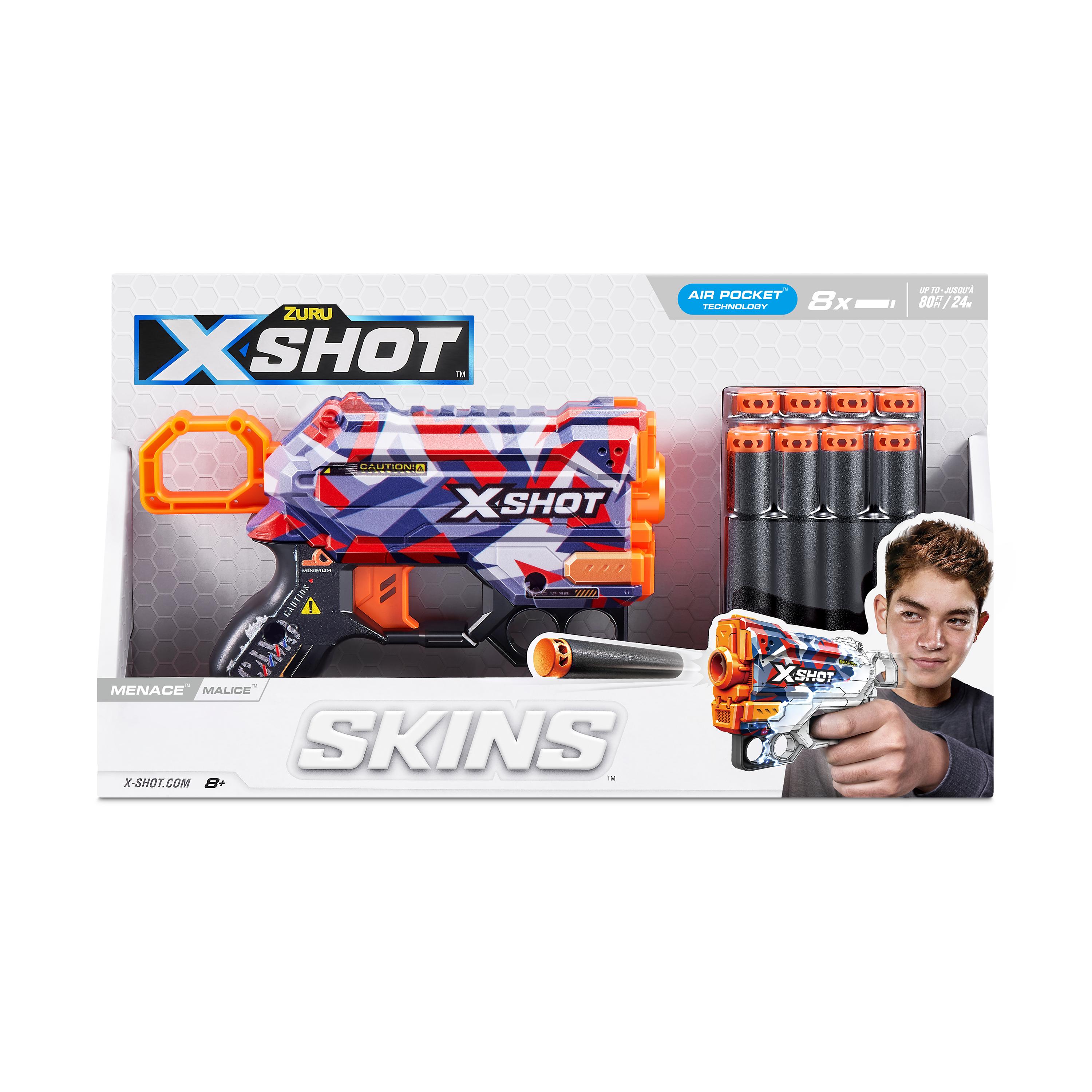 X Shot Skins Menace Blaster, Compact Foam Dart Gun for Boys, Age 8+
