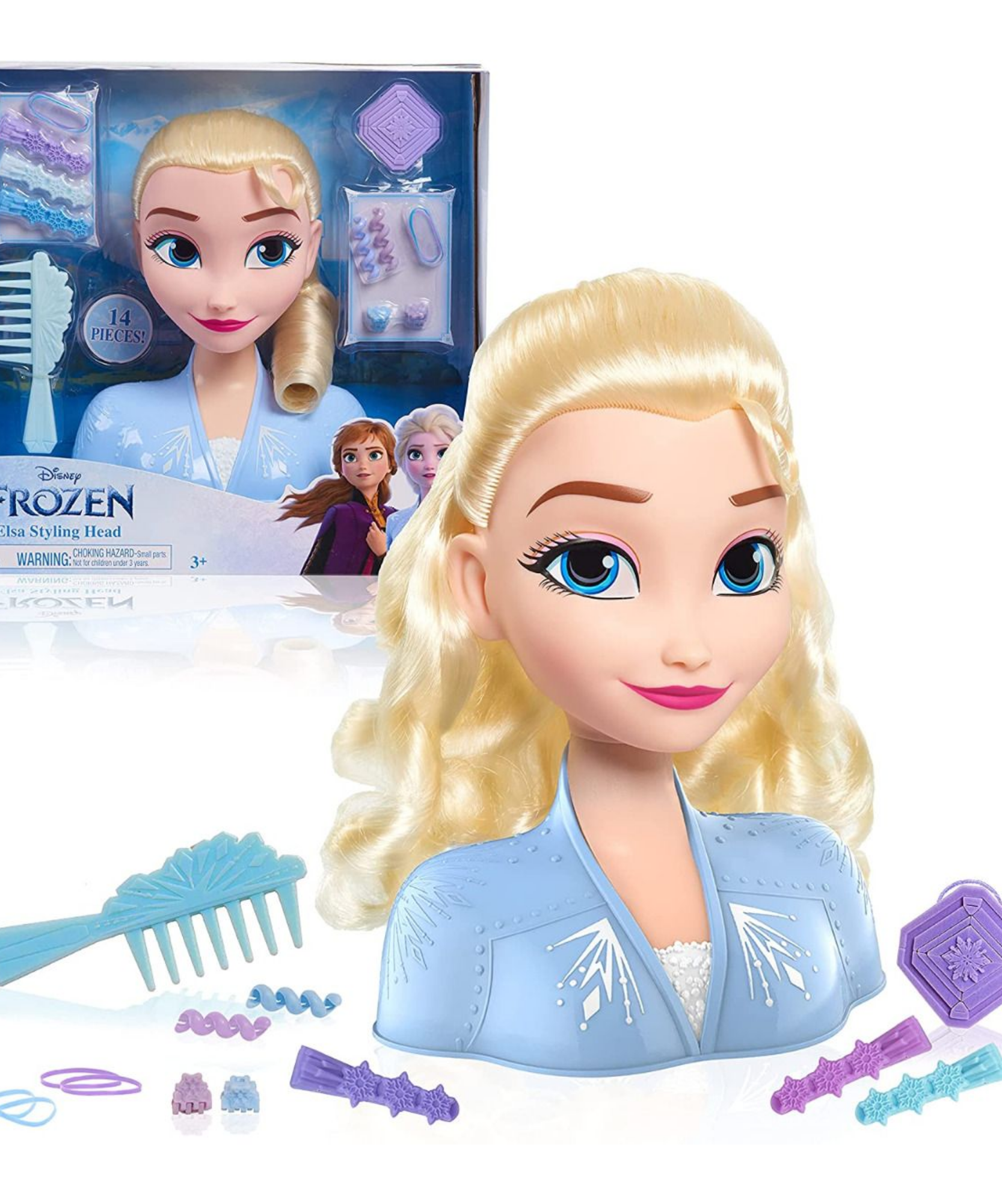 مجموعة لعب تظاهرية بشعر أشقر من ديزني برنسيس، مكونة من 14 قطعة مع ملحقات، تتميز بشخصية إلسا، بطول 8 بوصات، لعبة لعب أدوار مرخصة رسميًا للأطفال من سن 3 سنوات فما فوق من جاست بلاي