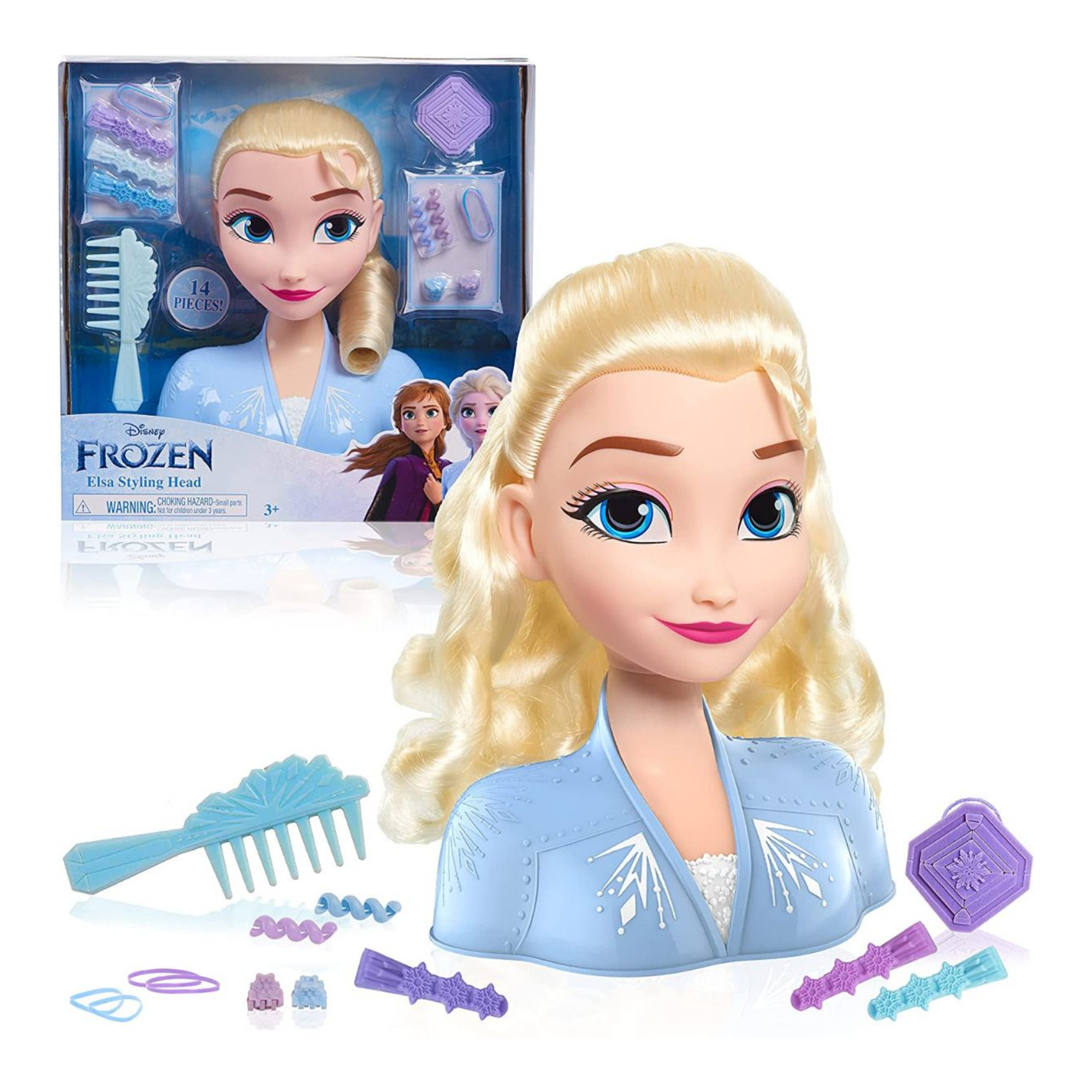 مجموعة لعب تظاهرية بشعر أشقر من ديزني برنسيس، مكونة من 14 قطعة مع ملحقات، تتميز بشخصية إلسا، بطول 8 بوصات، لعبة لعب أدوار مرخصة رسميًا للأطفال من سن 3 سنوات فما فوق من جاست بلاي