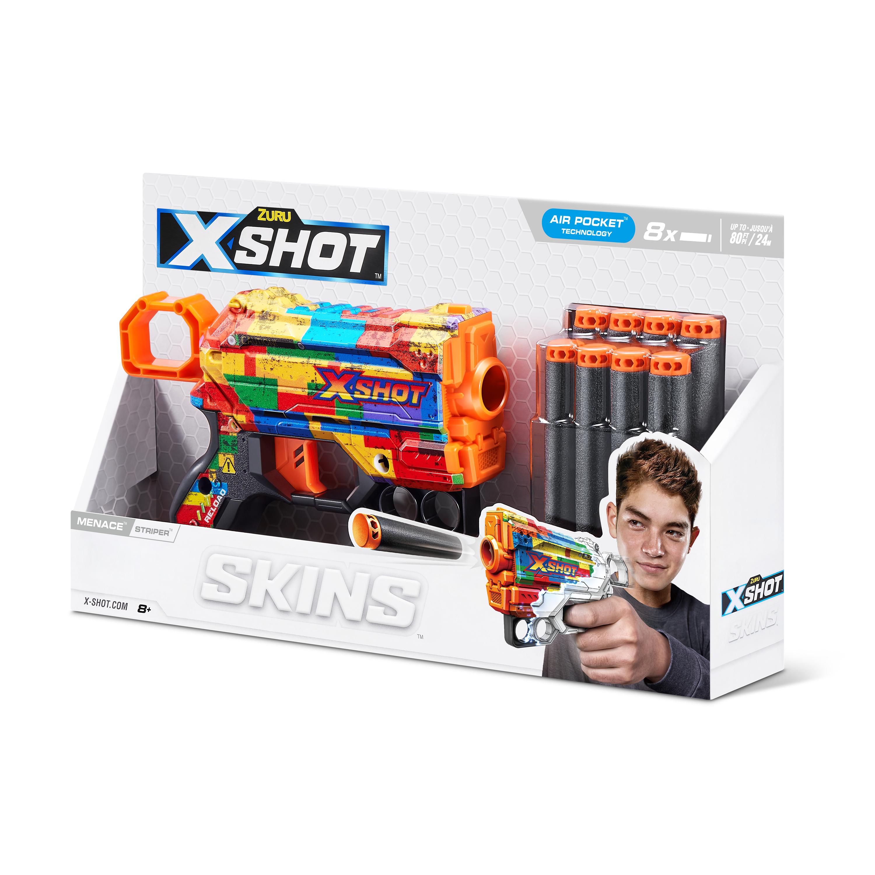 X Shot Skins Menace Blaster, Compact Foam Dart Gun for Boys, Age 8+