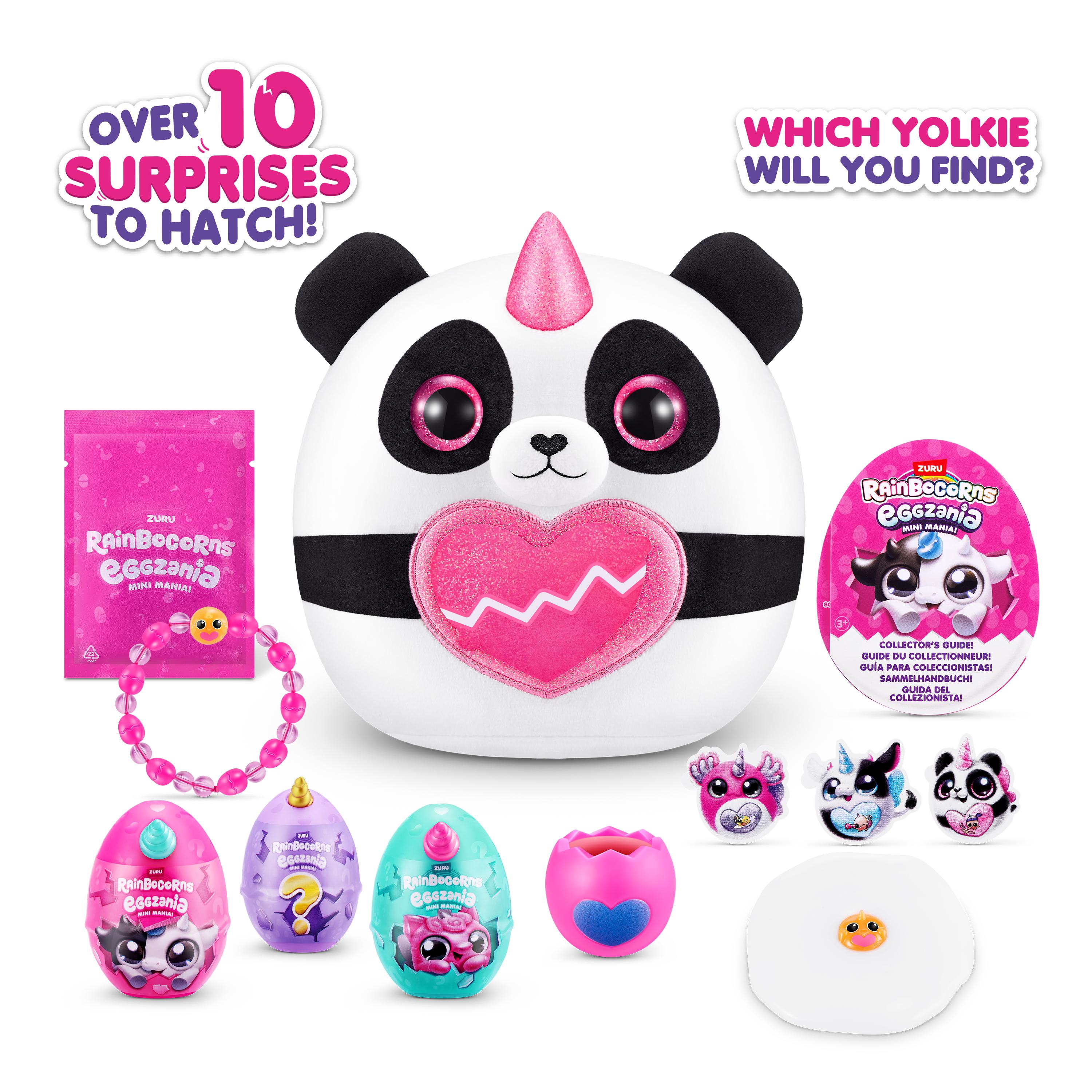 Rainbocorns Eggzania Mini Mania Series 1 Surprise Plush Toy for Girls Ages 3+, Collectible Stuffed Animal with 10+ Surprises, Slime, Stickers & Wearable Jewelry