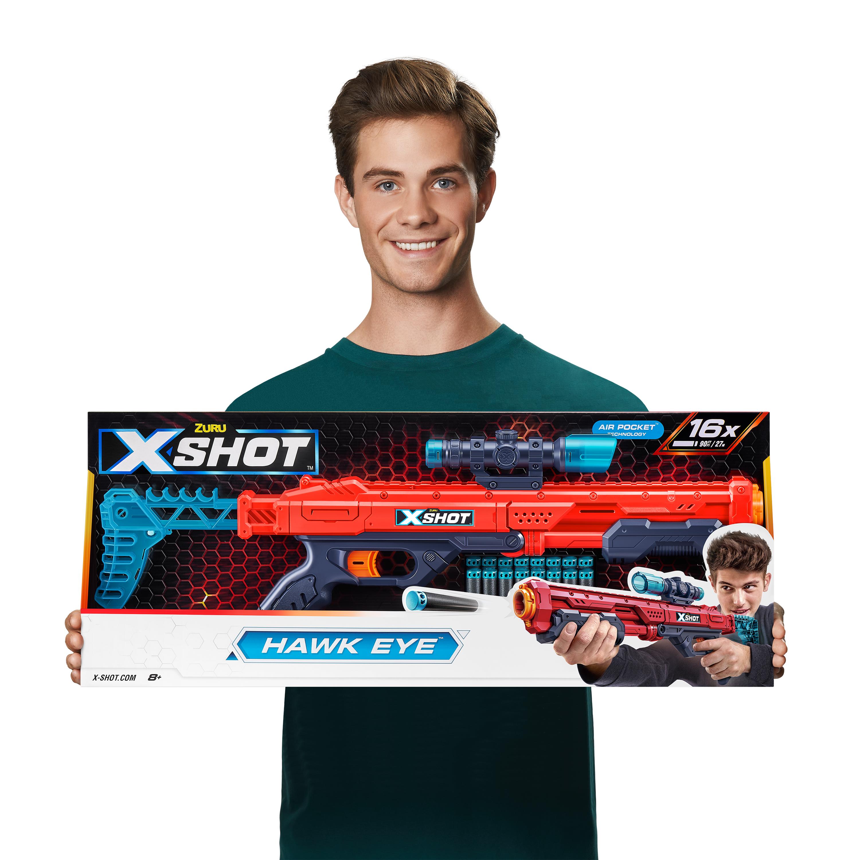 X Shot Excel Hawk Eye 16 Darts Blaster, Long Range Foam Gun Toy for Boys, Age 8+