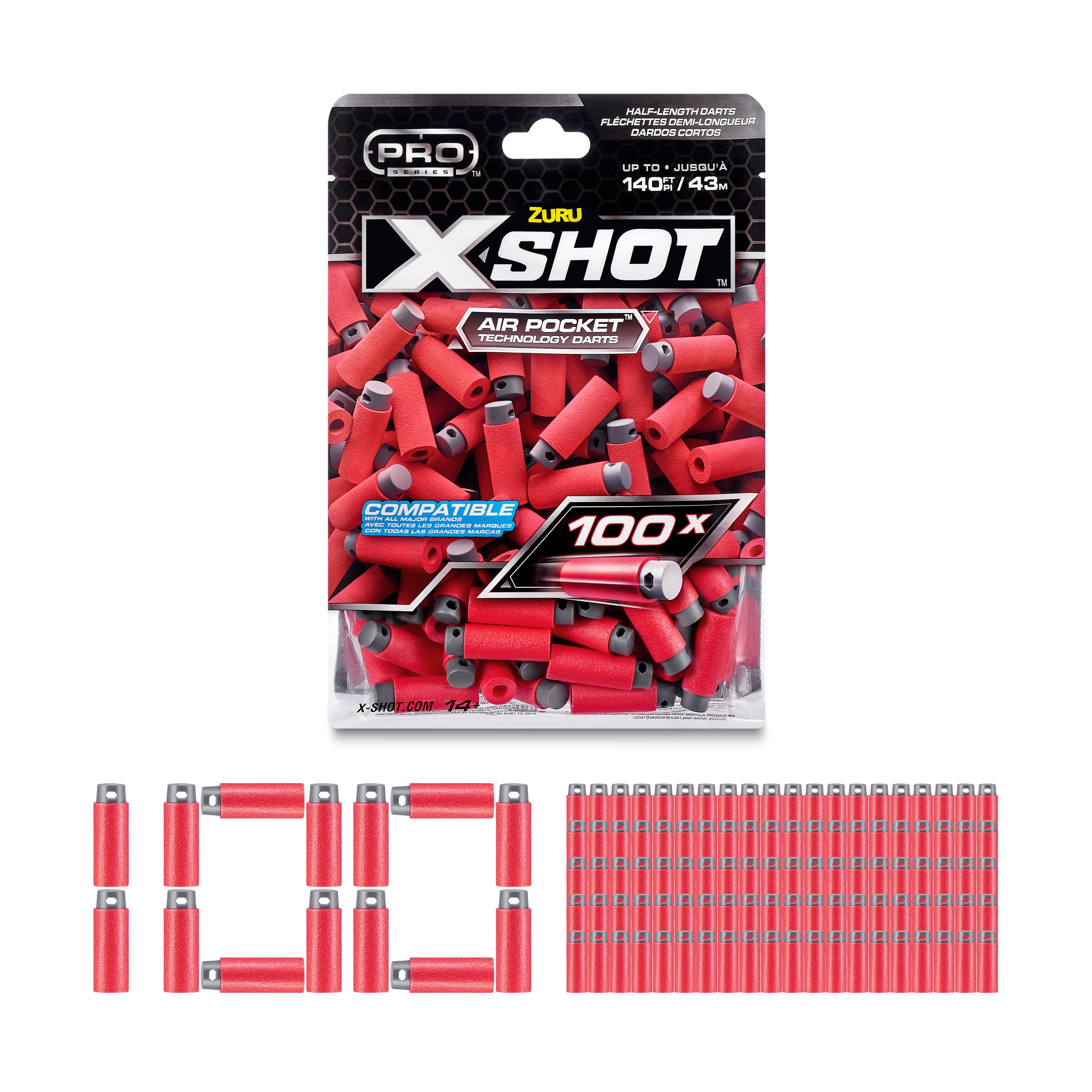 XSHOT Pro Series Half-Length Air Pocket Technology Foam Dart Refill, 100 Darts for Boys Age 14+
