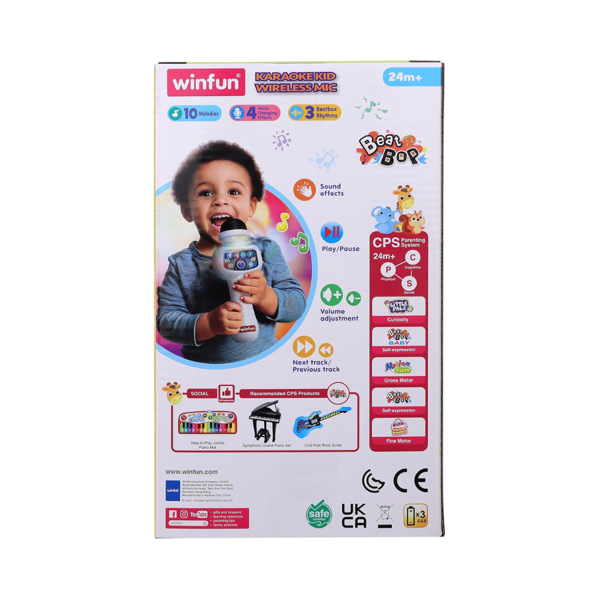 Winfun Karaoke Kid Wireless Mic for Kids Interactive Singing Microphone with Built-In Songs, Sound Effects and Party Fun Easy-to-Hold Musical Toy for Toddlers and Young Children