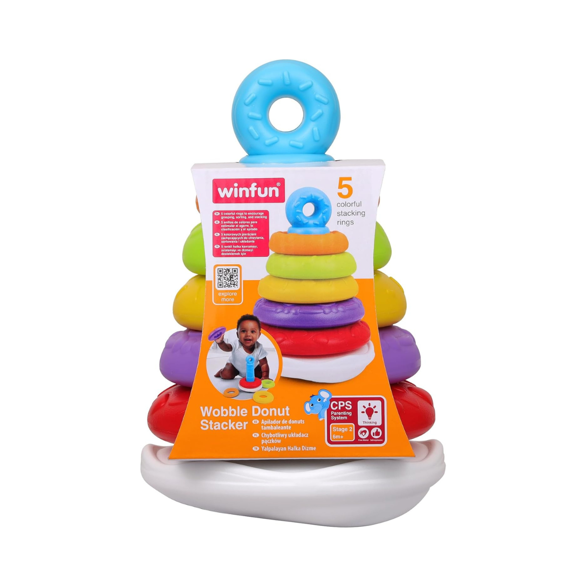 Winfun Wobble Donut Stacker Toddler Toy for Balance Coordination and Motor Skill Development 3+ Years