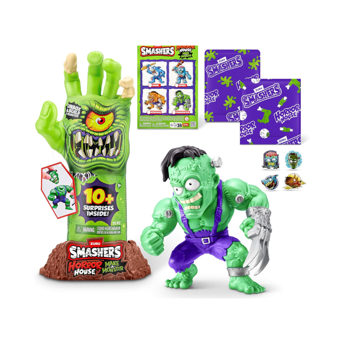 Smashers Horror House Dissect Skeleton Hand Playset with 10 Plus Surprises Slime Monster Parts Build and Create Mix and Match Creatures Collectible Toys for Kids Ages 18 Months+