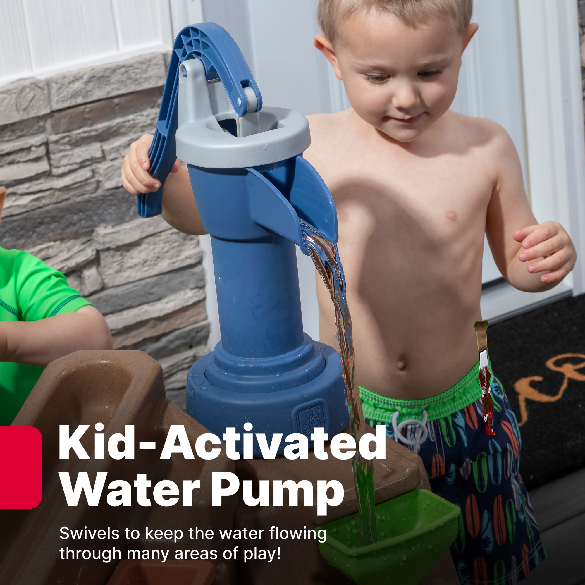 بركة اكتشاف مضخة ورشاش من ستيب 2، طاولة مياه داخلية وخارجية ومجموعة ألعاب حسية مع دش مطري وحائط، مجموعة إكسسوارات من 10 قطع، مركز أنشطة في الفناء الخلفي، مناسبة للأولاد والبنات من عمر سنتين فما فوق