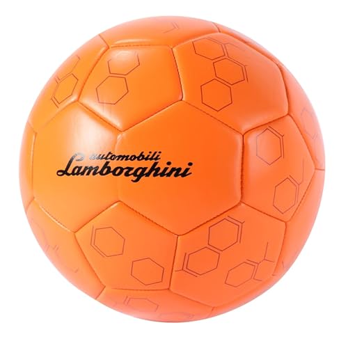 Lamborghini Size 5 PVC Soccer Ball, White Football with Signature Logo, Durable Training Ball, Outdoor Play, Kids & Teens, Ages 6+