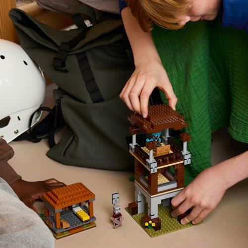 LEGO Minecraft The Pillager Outpost and Ravager - Village Fortress Building Toy Incl. a Posable Ravager Figure with a Snapping Jaw Function - Gift for 8+ Year Old Boys & Girls - 21278