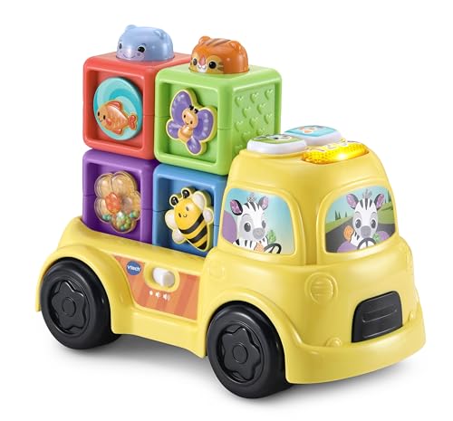 VTech Baby Pop-a-Block Truck, Interactive Learning Toy, Sensory Toy, Develops Motor Skills, Teaches Numbers, Shapes and Textures, Suitable for Ages 6, 9, 12 Months Plus, English Version