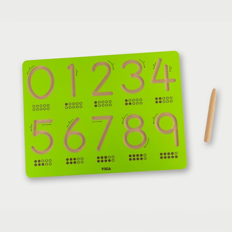 Viga 44698 Wooden Numbers Tracing Board
