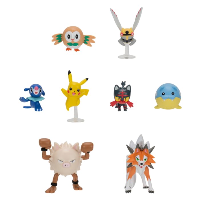 Pokémon Fighting Figure Toy Set, 8 Piece Collection with 5 cm and 8 cm Action Figures, Authentic Battle Characters, Official Jazwares Figures, Ages 6 Years and Up