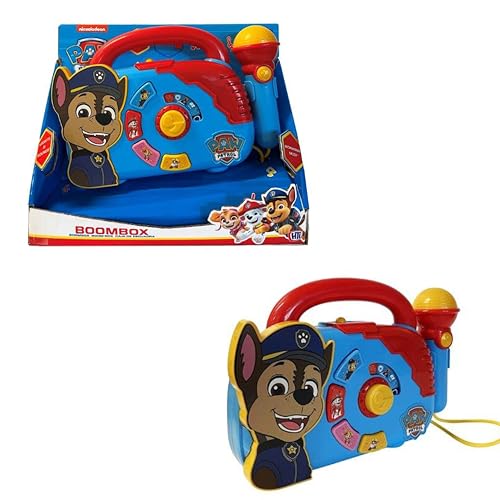 HTI Nickelodeon - Paw Patrol Boombox With Light & Working Microphone To Sing Along, Portable and Lightweight design for portability | Age Recommendation: Generally suitable for children aged 18 m+