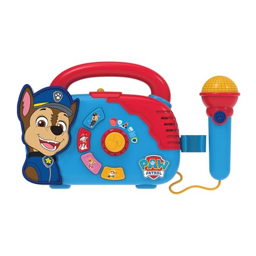 HTI Nickelodeon - Paw Patrol Boombox With Light & Working Microphone To Sing Along, Portable and Lightweight design for portability | Age Recommendation: Generally suitable for children aged 18 m+